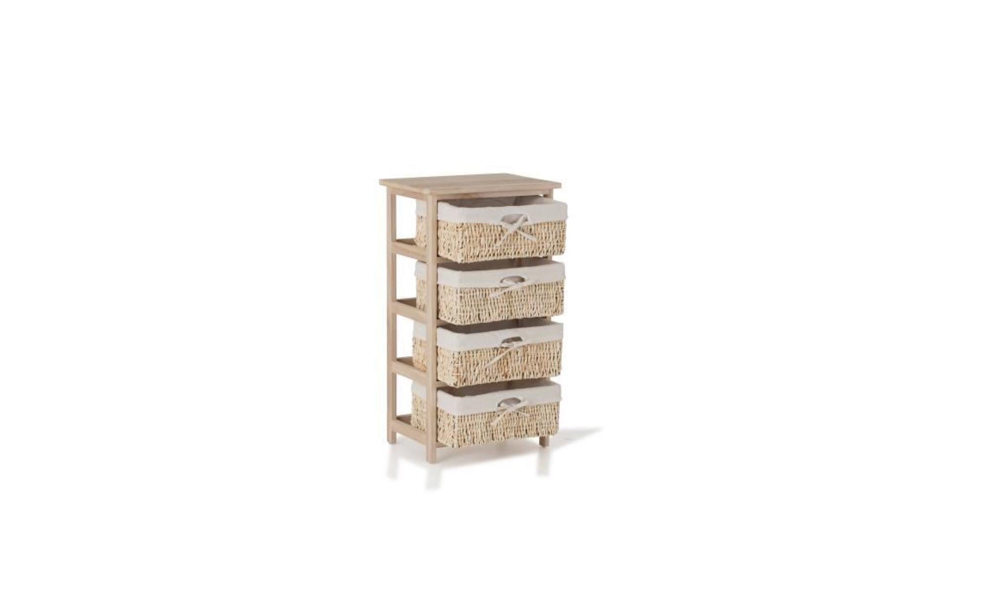 shelves commode 4 tiroirs naturel/toile blanche pas cher