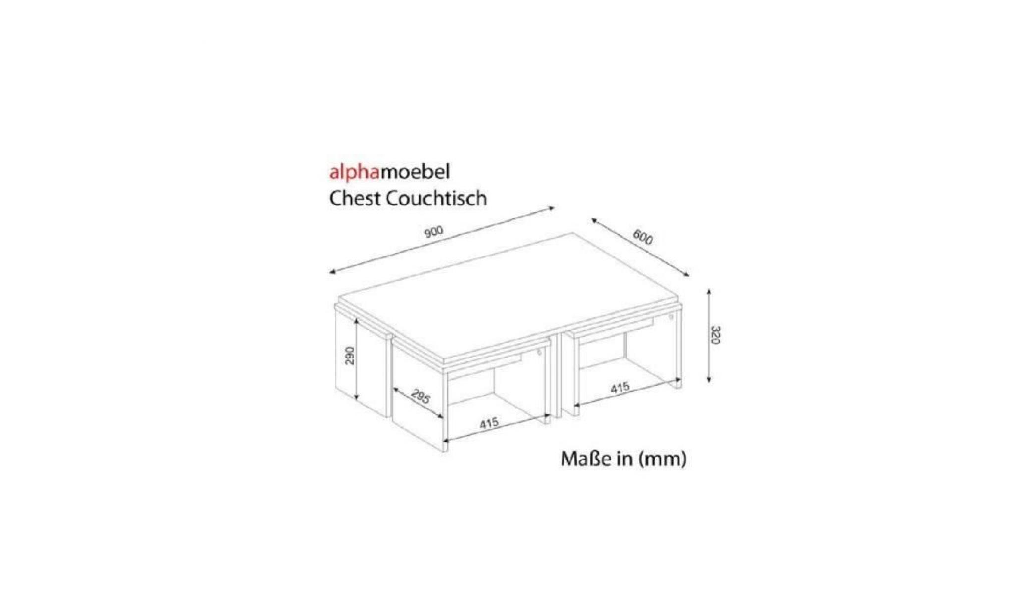chest table basse blance   cordoba 90x60x32cm