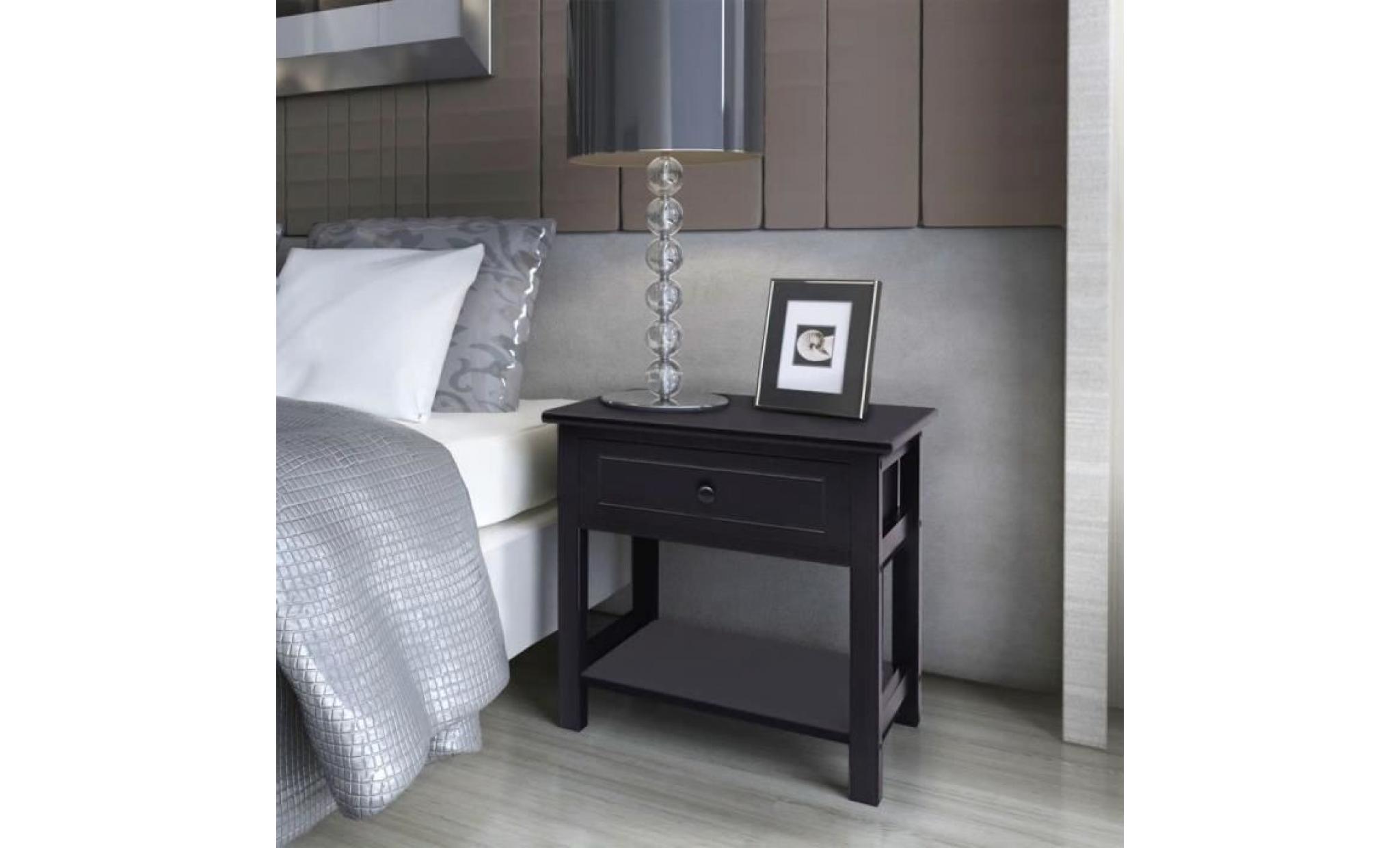 chevet table de chevet armoire de chevet table de nuit bois noir haut qualité
