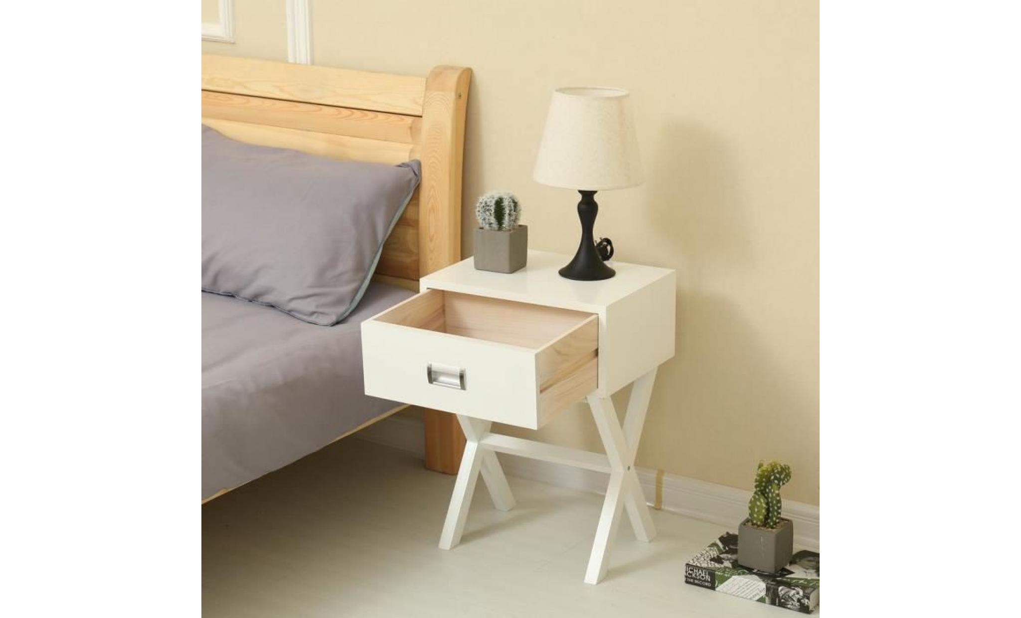 chevet table rangement 1 tiroir meubles de chambre blanc modern design pas cher
