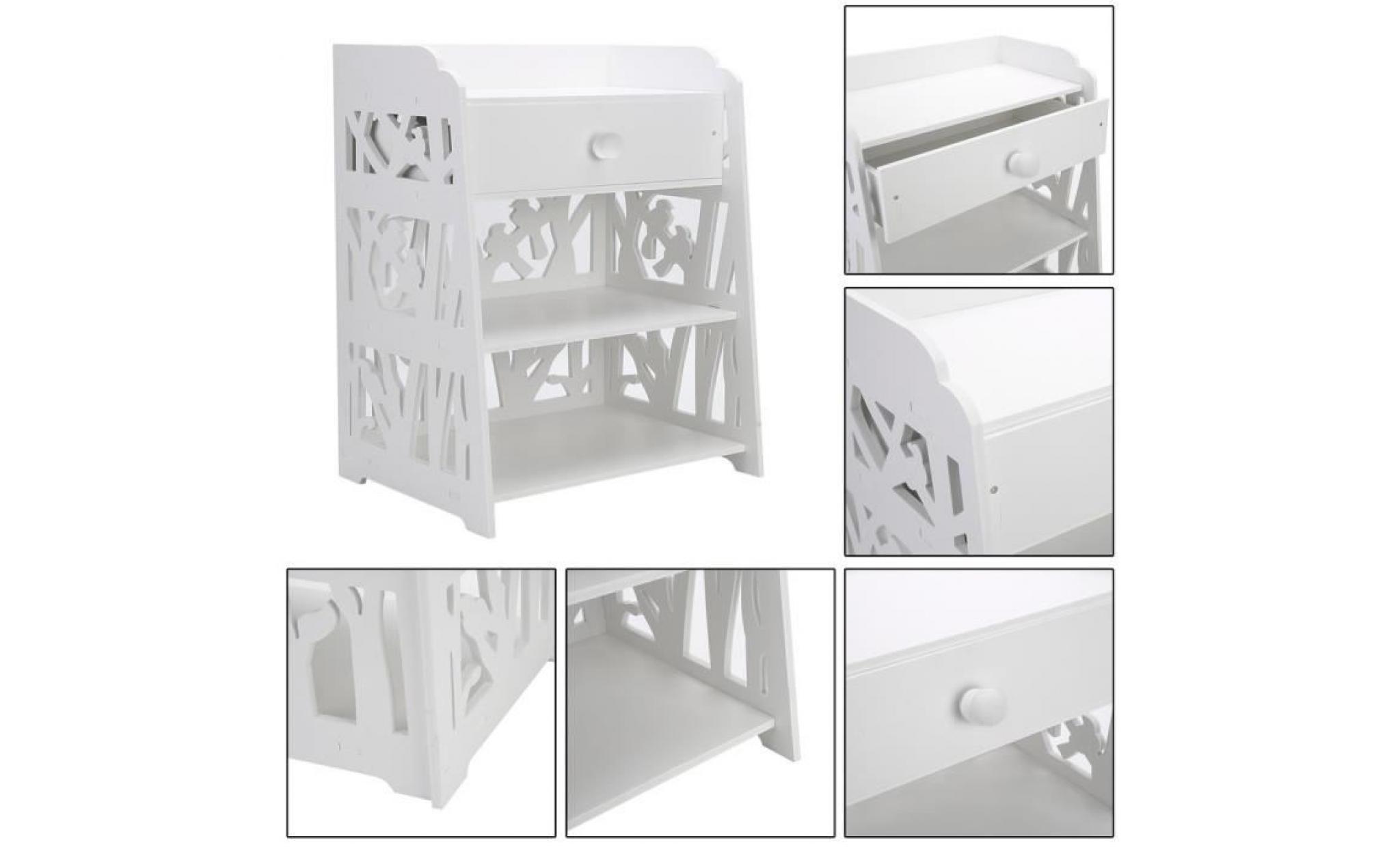 chevet table scandinave 3 couches avec tiroir en bois sculpté pas cher