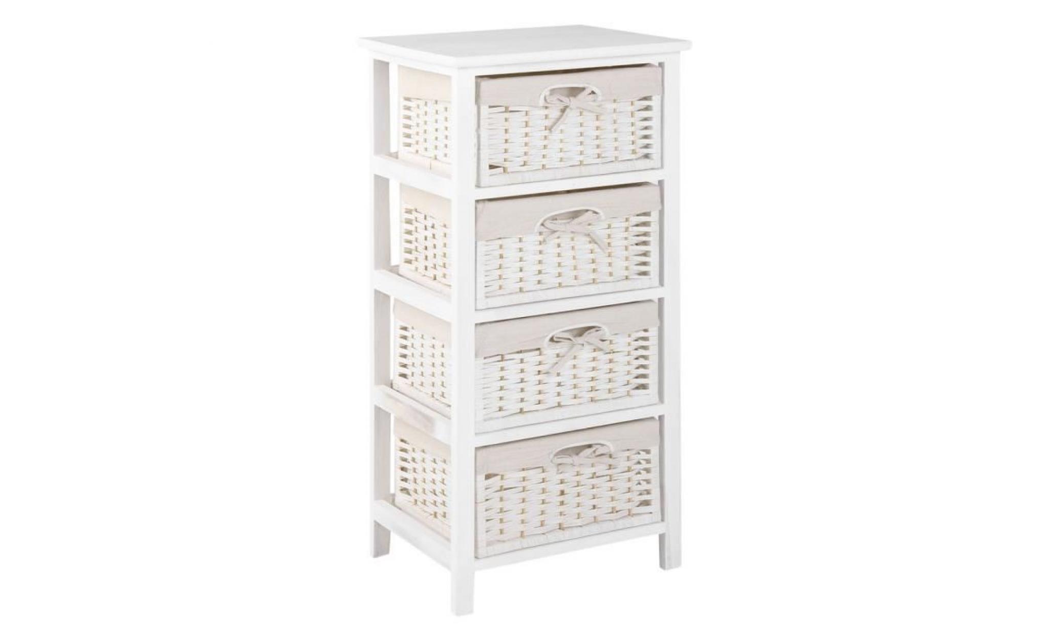 chic armoire de rangement blanche natti armoire en bois avec 4 tiroirs rotin meuble de maison de séjour pas cher