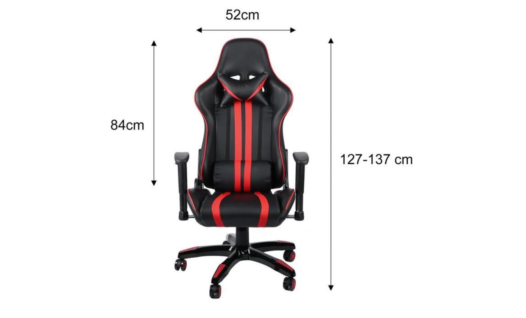 chic design  noir+rouge  chaise pivotante de jeu bureau maison anti fatigue vertèbre protection pas cher