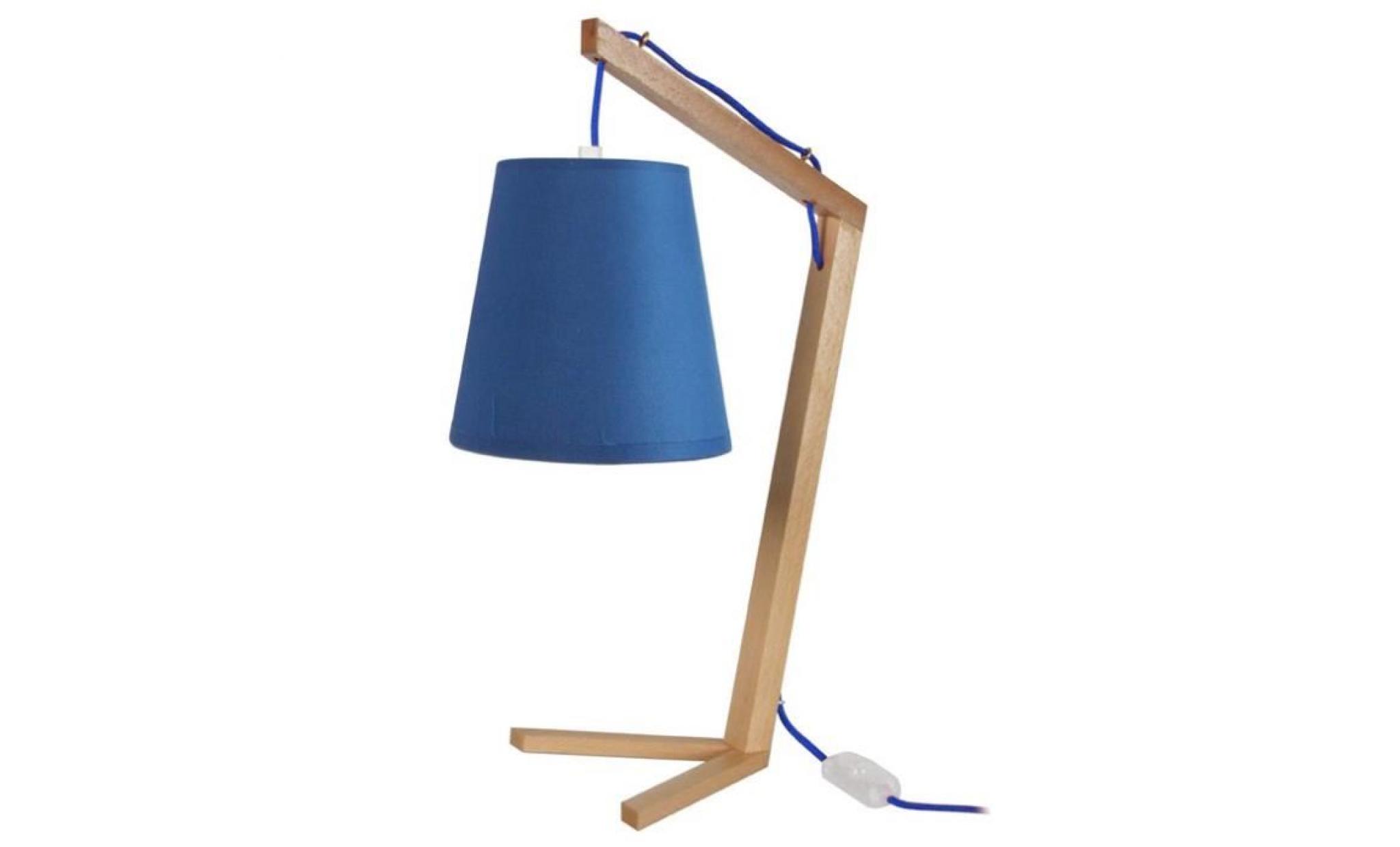 chicken foot lampe à poser bois hêtre   28x28x51cm   bois/bleu/bleu