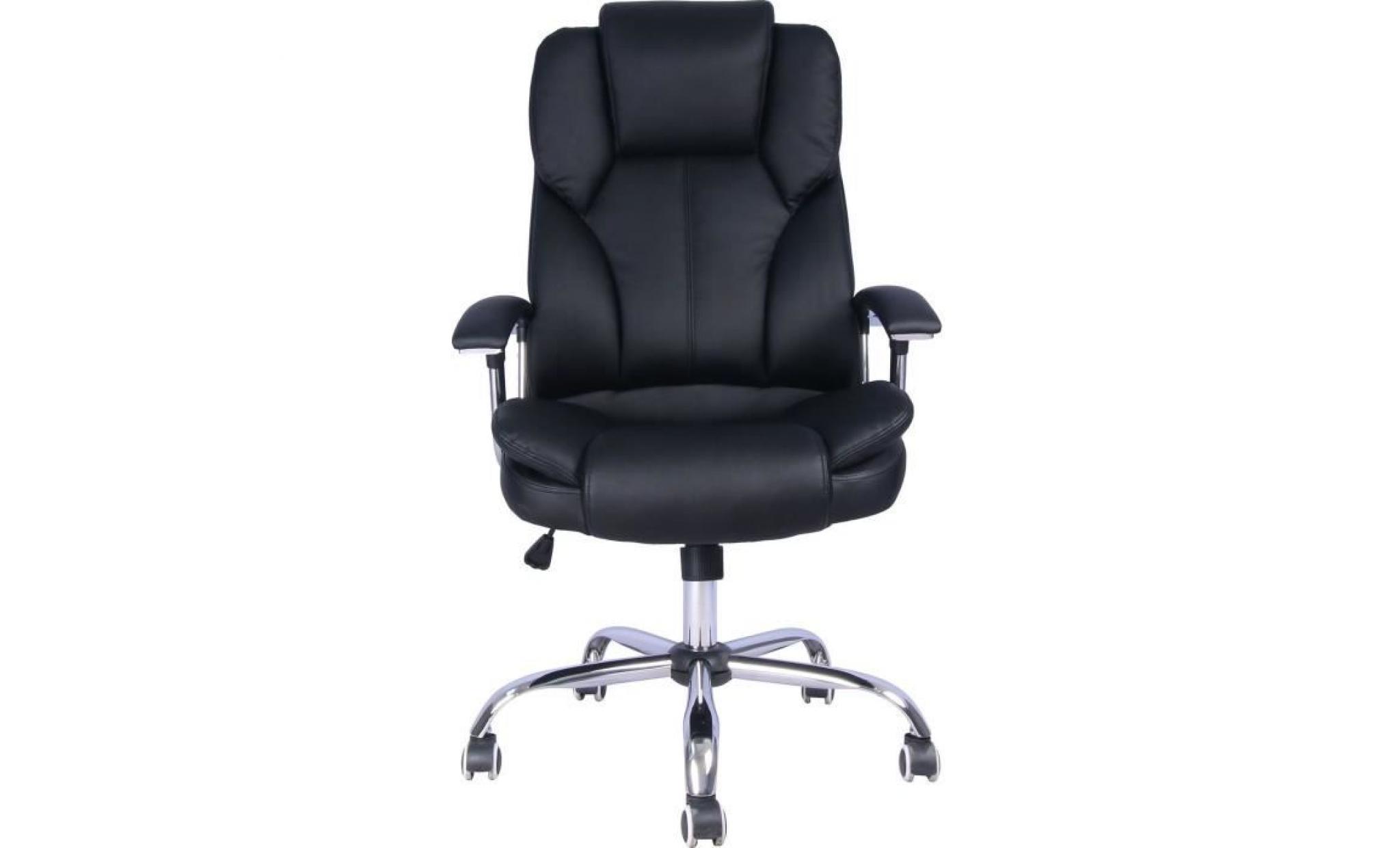 chief fauteuil de bureau   simili noir   contemporain   l 71 x p 65 cm pas cher