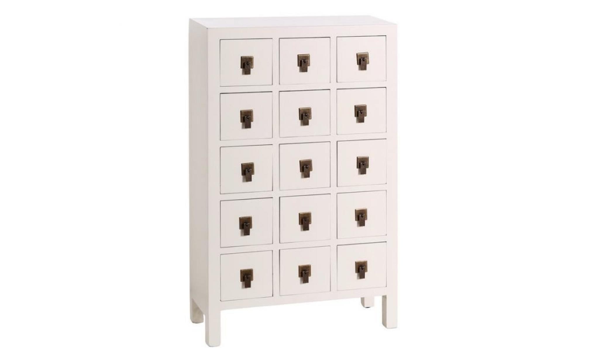 chiffonnier blanc meuble chinois 15 tiroirs   pekin   l 63 x l 26 x h 105 cm