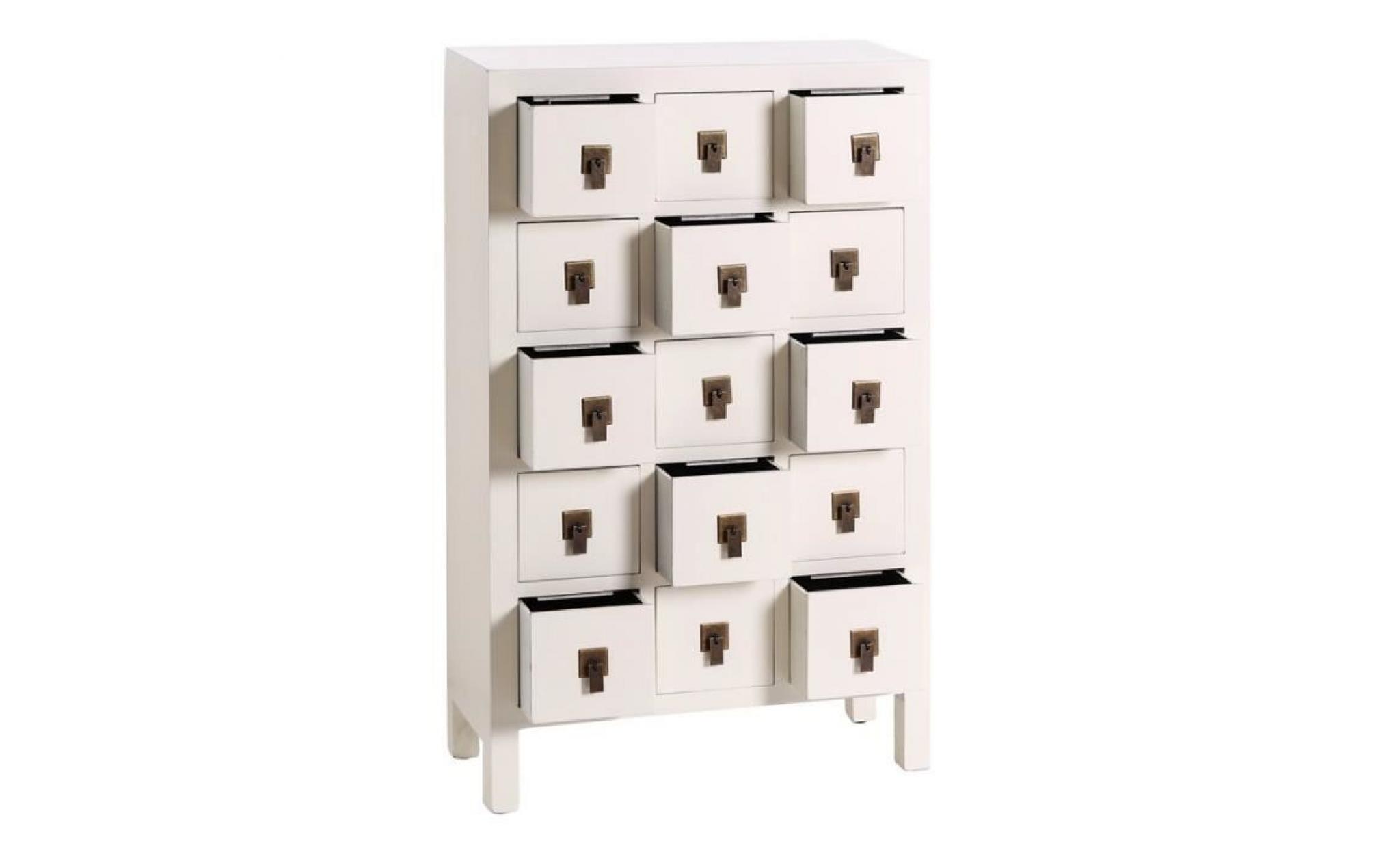 chiffonnier blanc meuble chinois 15 tiroirs   pekin   l 63 x l 26 x h 105 cm pas cher