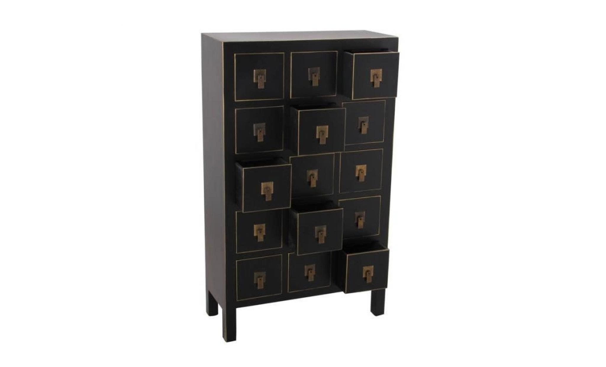 chiffonnier noir meuble chinois 15 tiroirs   pekin   l 63 x l 26 x h 105 cm pas cher