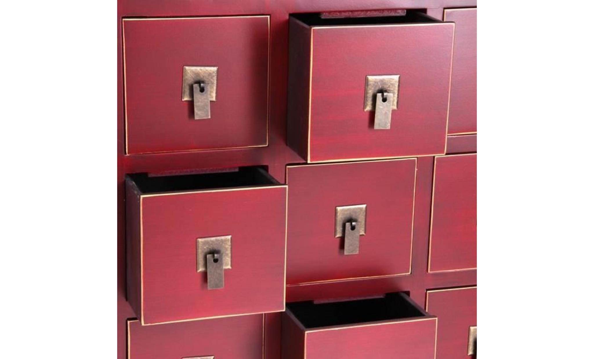 chiffonnier rouge meuble chinois 15 tiroirs   pekin   l 63 x l 26 x h 105 cm pas cher