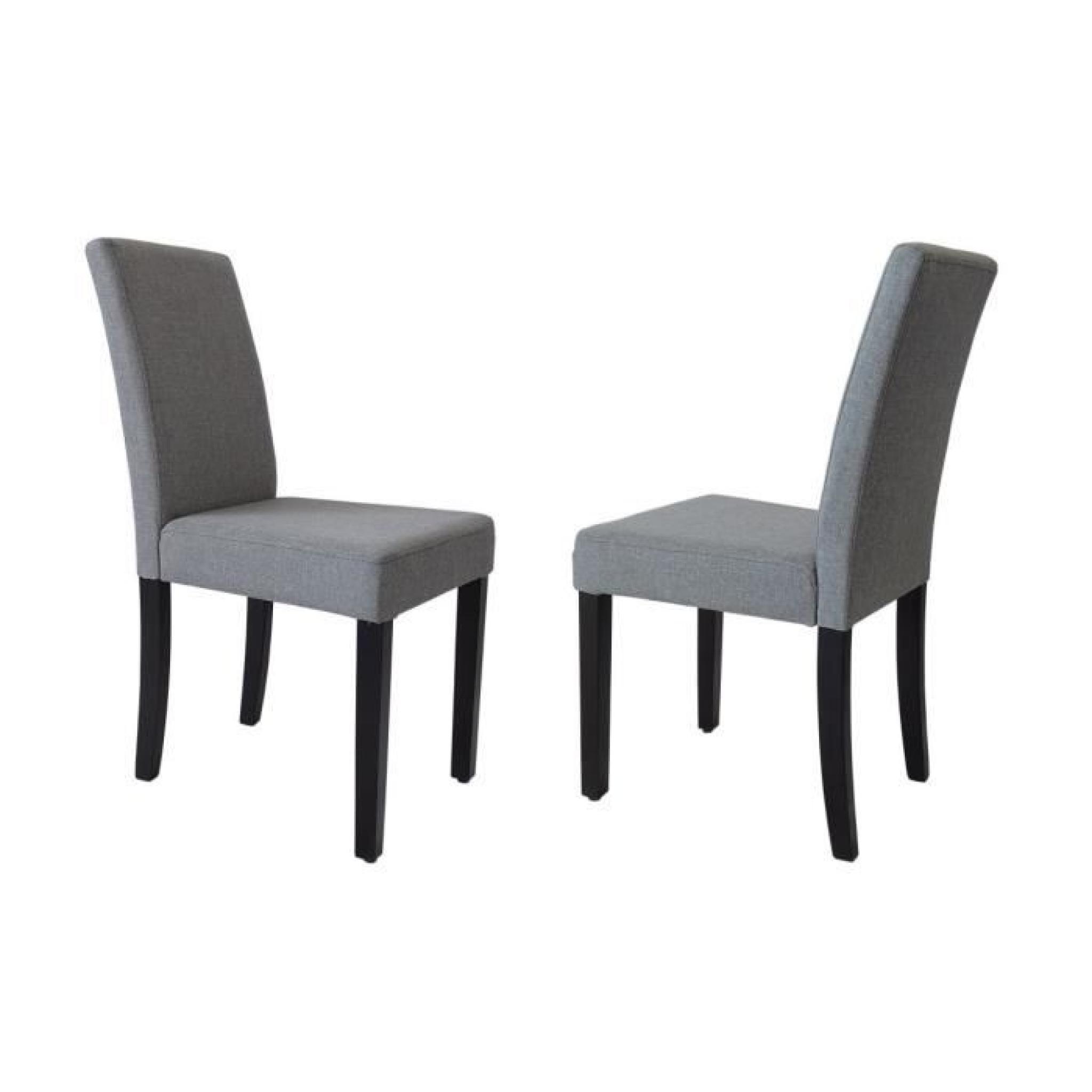 CLARA Lot de 2 chaises de salle à manger en lin gris pas cher