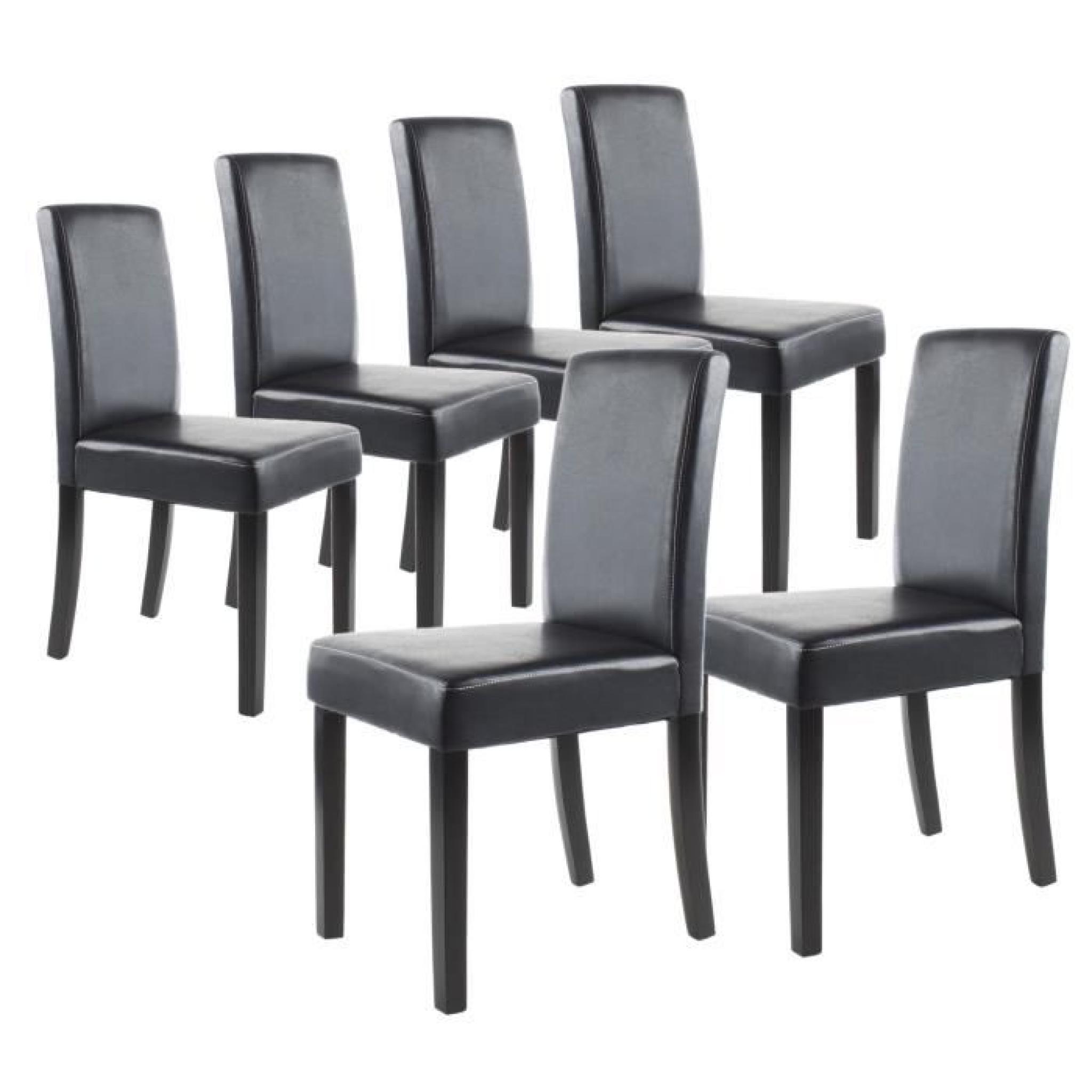 CLARA Lot de 6 Chaises de salle à manger noires
