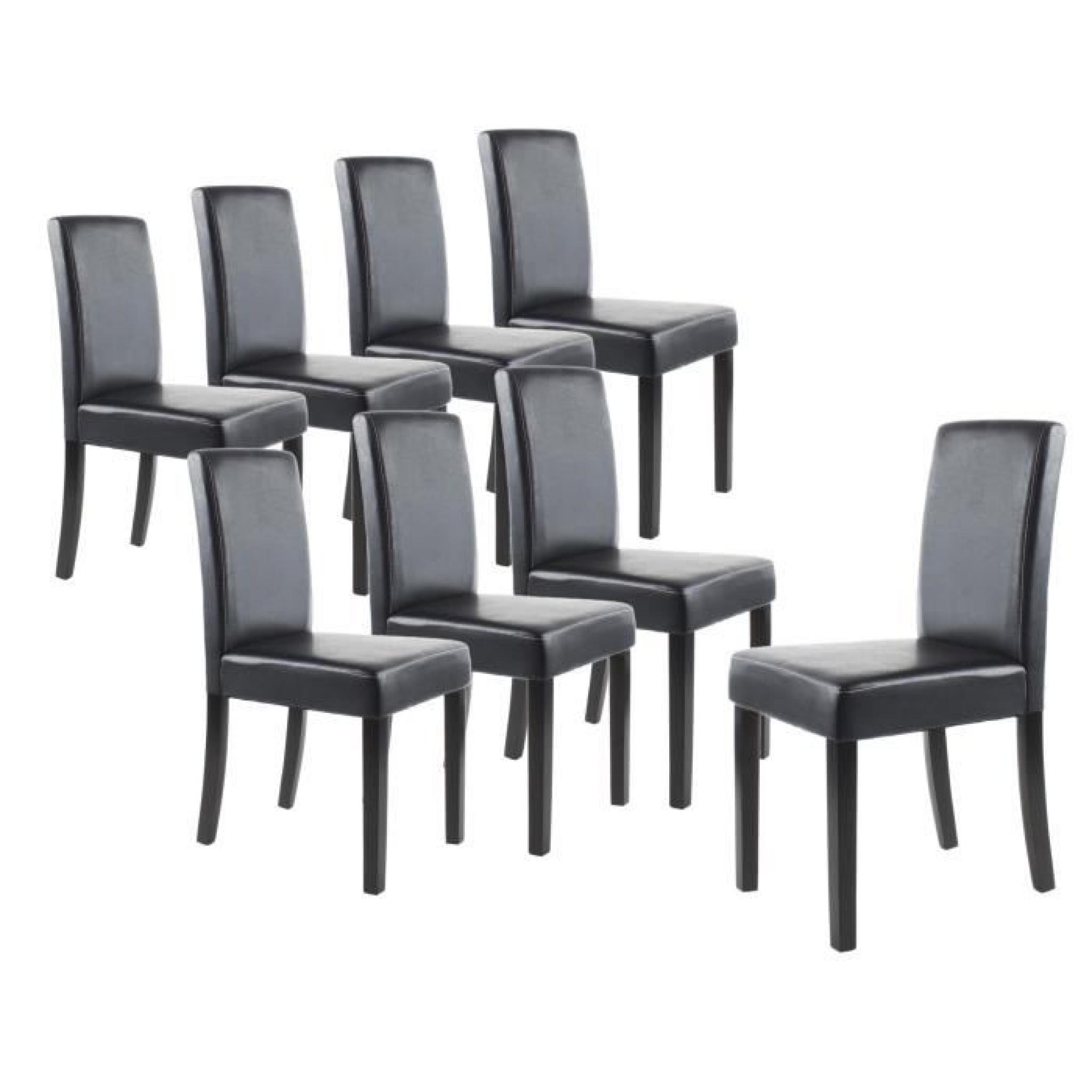 CLARA Lot de 8 Chaises de salle à manger noires