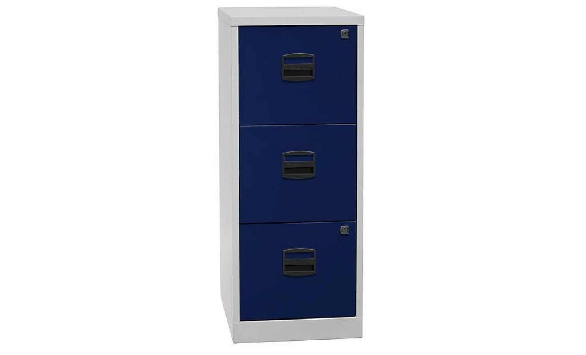classeur pour dossiers suspendus pfa   3 tiroirs gris clair / bleu oxford   armoire de bureau armoires de bureau classeur pour
