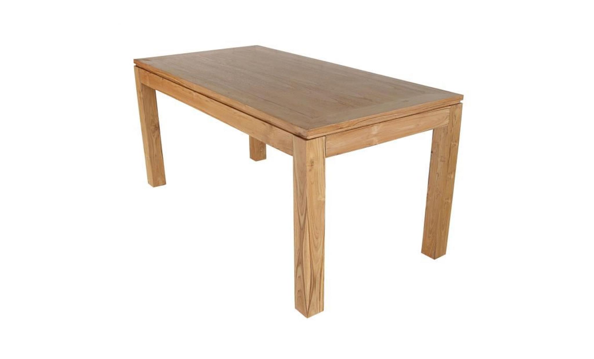 clea table à manger de 6 à 8 personnes scandinave en bois teck massif verni   l 160 x l 80 cm