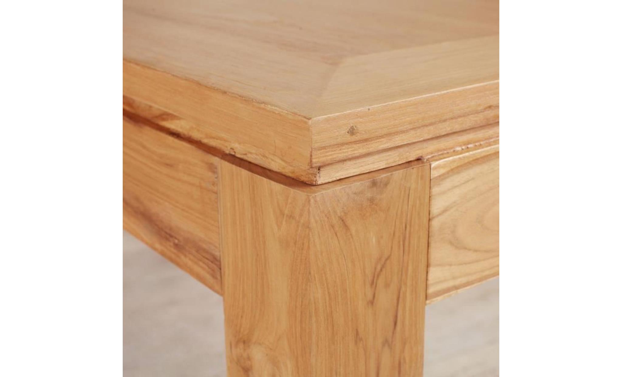 clea table à manger de 6 à 8 personnes scandinave en bois teck massif verni   l 160 x l 80 cm pas cher