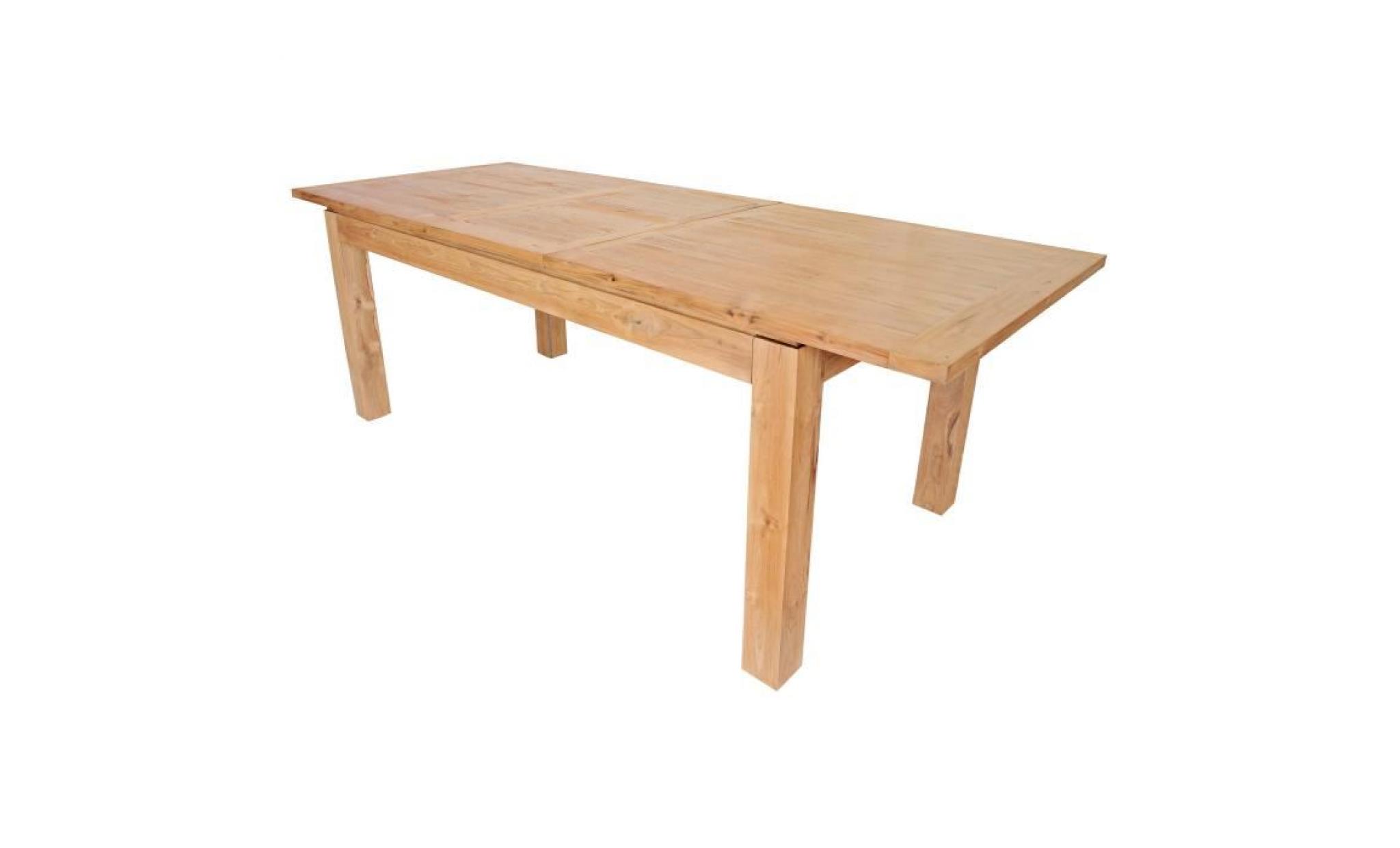 clea table à manger extensible de 8 à 10 personnes scandinave en bois teck massif verni   l 180   230 x l 90 cm