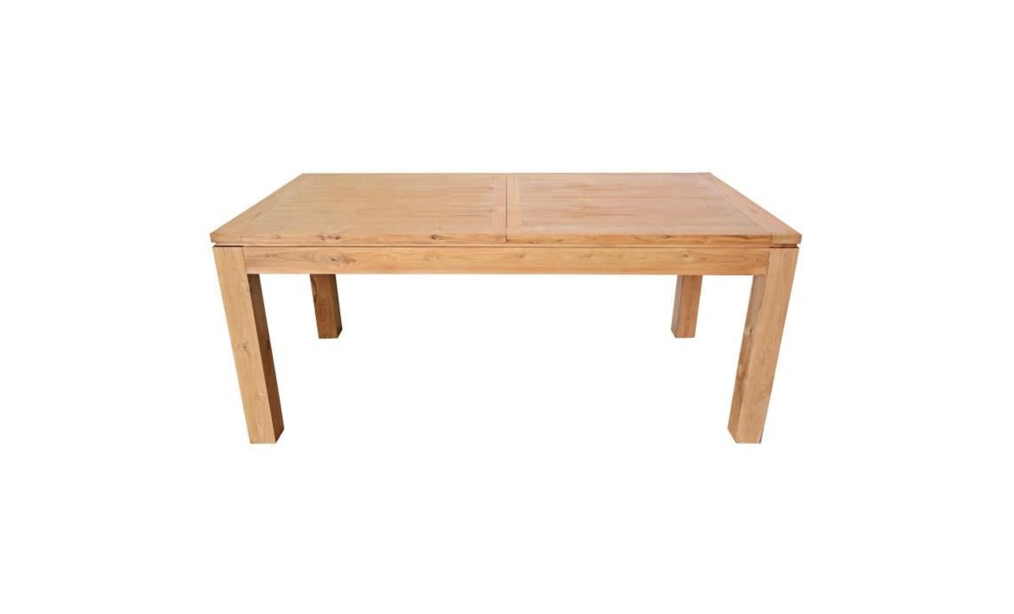 clea table à manger extensible de 8 à 10 personnes scandinave en bois teck massif verni   l 180   230 x l 90 cm pas cher