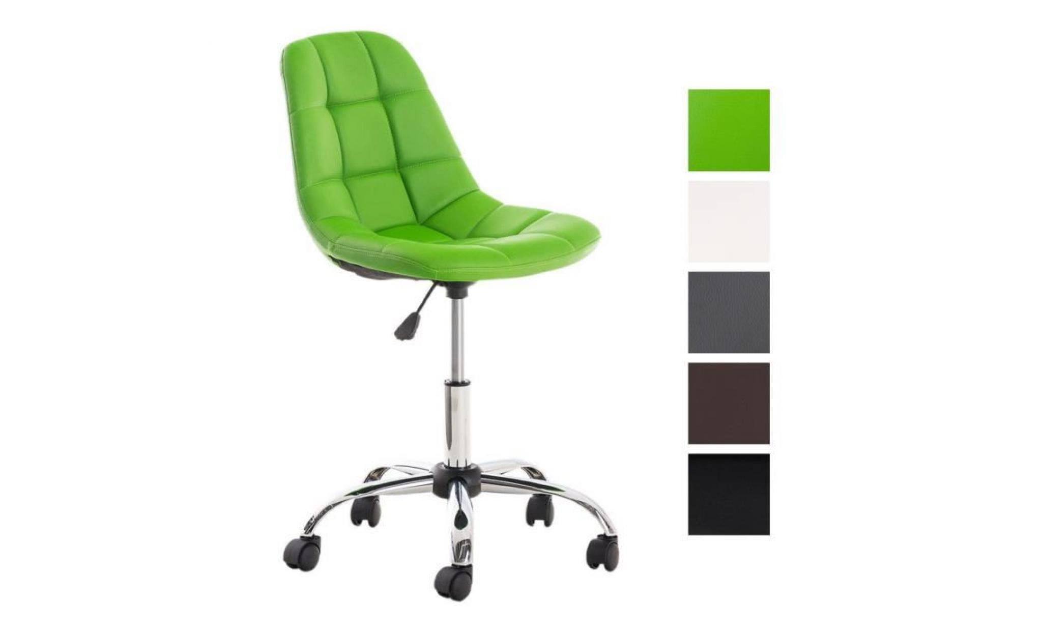 clp chaise de bureau emil avec siège en pu matelassé, piètement en métal couleur chrome, hauteur d'assise 45   57 cm, jusqu'à 5 c...