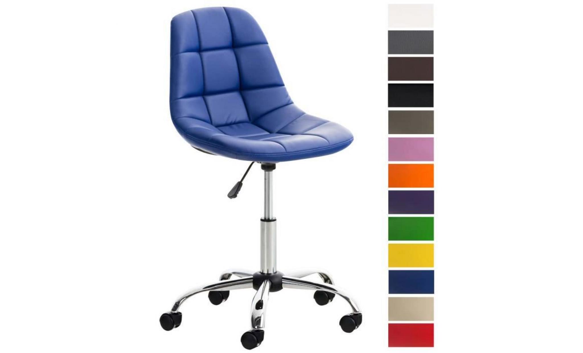 clp chaise de bureau emil  en simili cuir, siège matelassé, chaise pivotante avec support en métal chromé, hauteur réglable
