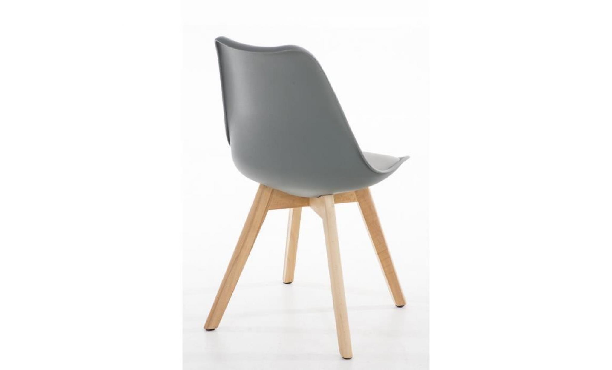 CLP Chaise de visiteurs de design rétro BORNEO avec piétement en bois noix, mélange de matériaux en plastique, cuir synthétique e... pas cher
