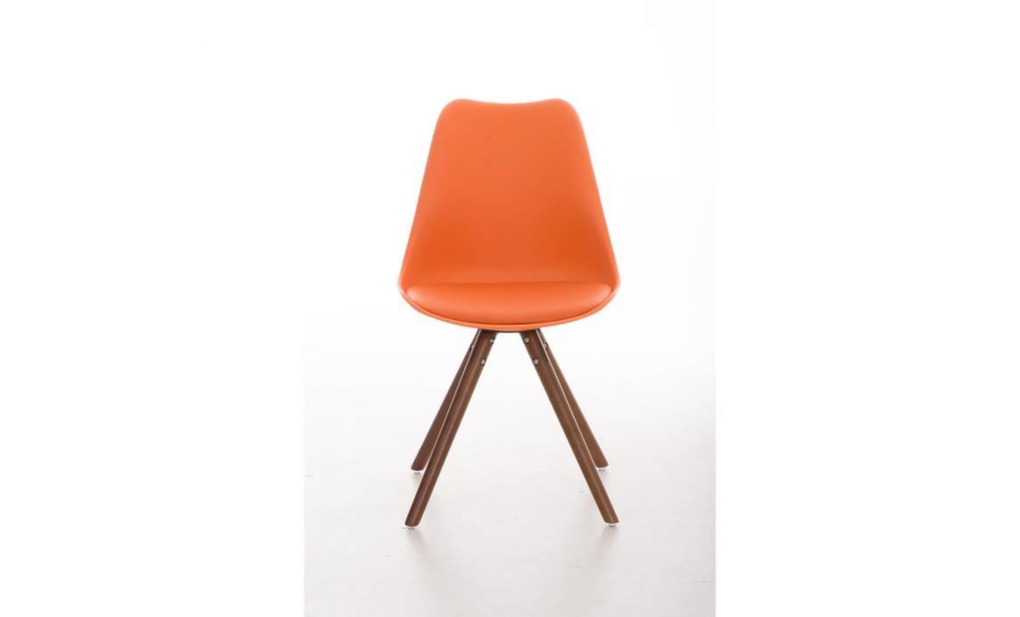clp chaise de visiteurs de design rétro pegleg avec piétement en bois noix, mélange de matériaux en plastique, cuir synthétique e... pas cher