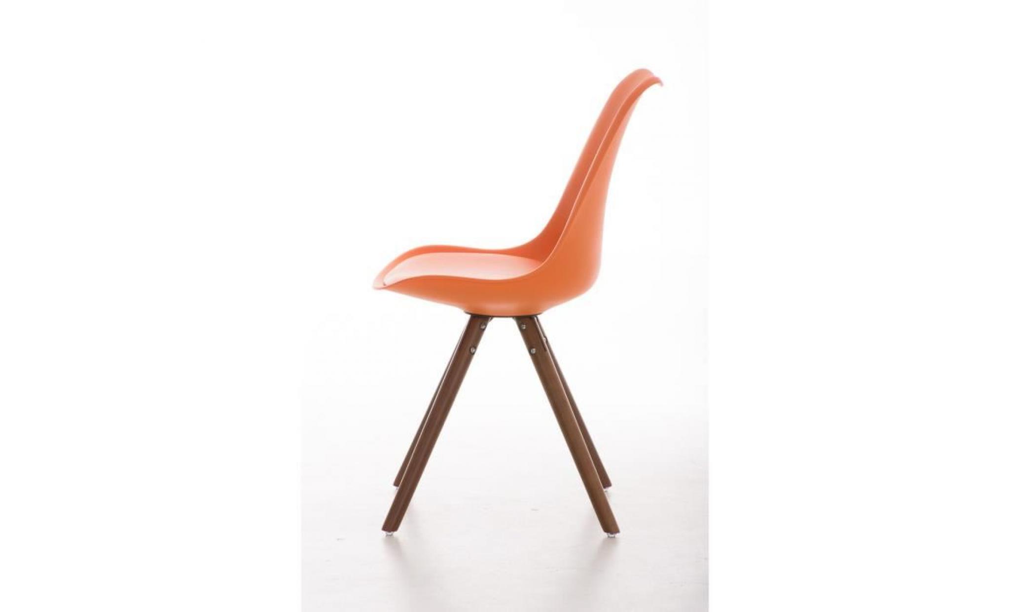 clp chaise de visiteurs de design rétro pegleg avec piétement en bois noix, mélange de matériaux en plastique, cuir synthétique e... pas cher