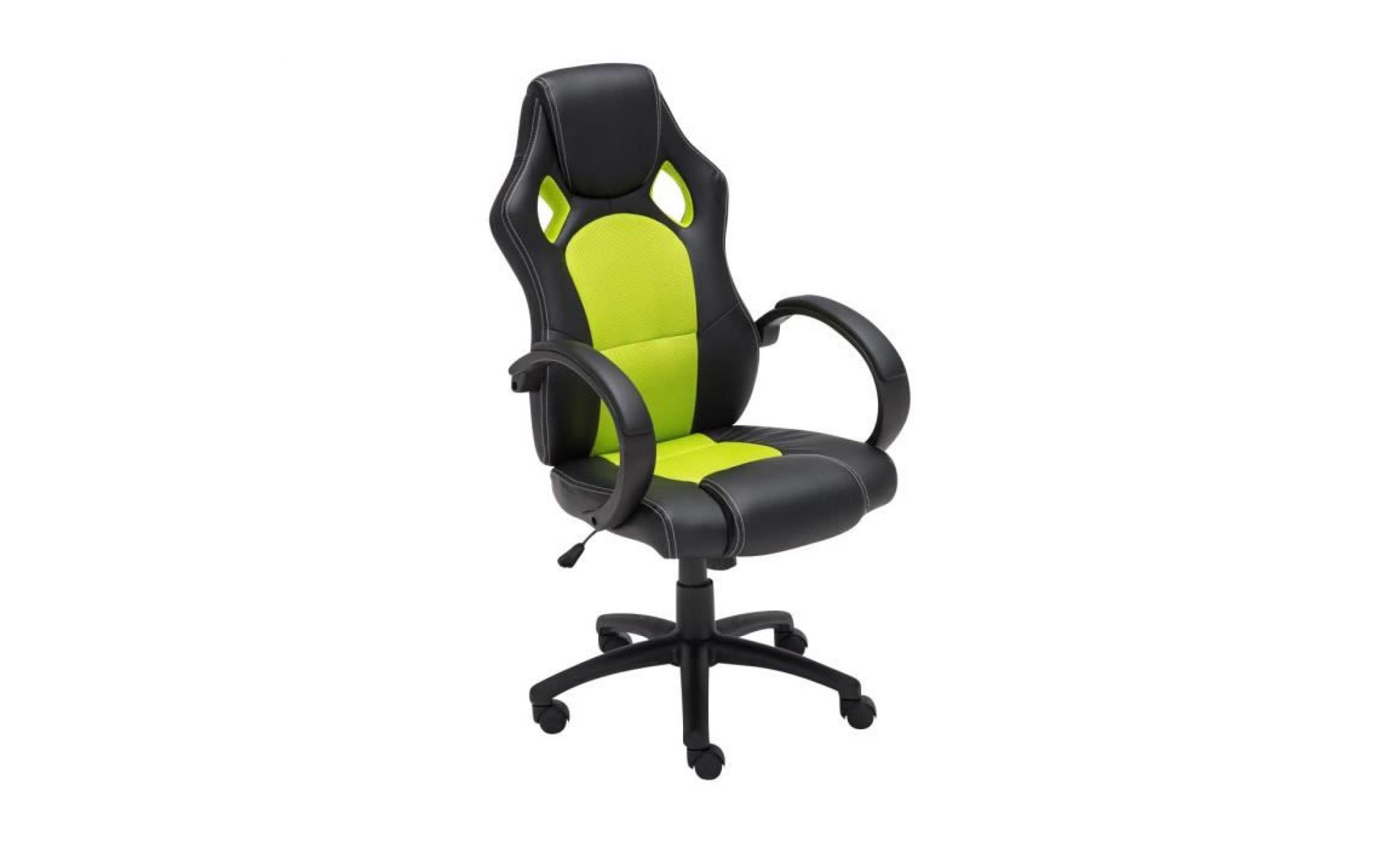 clp fauteuil de bureau fire, chaise bureau ajustable en hauteur de luxe, revêtement en pu, 7 couleurs au choix 110 cm noir pas cher