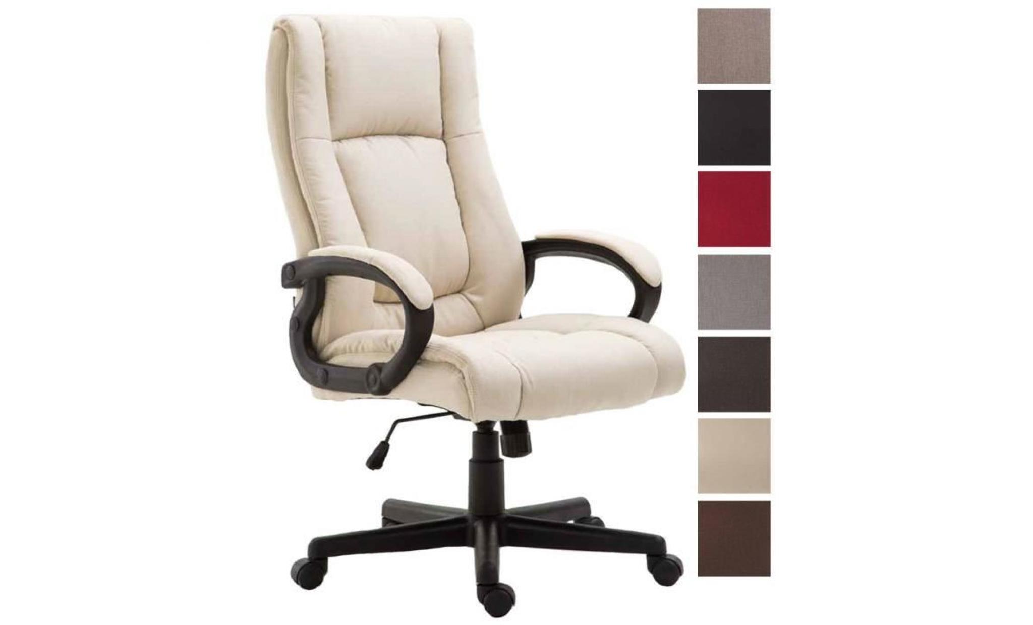 clp fauteuil de bureau xl sparta en tissu, fauteuil de direction avec mécanisme d'inclinaison, chaise pivotante avec accoudoirs,