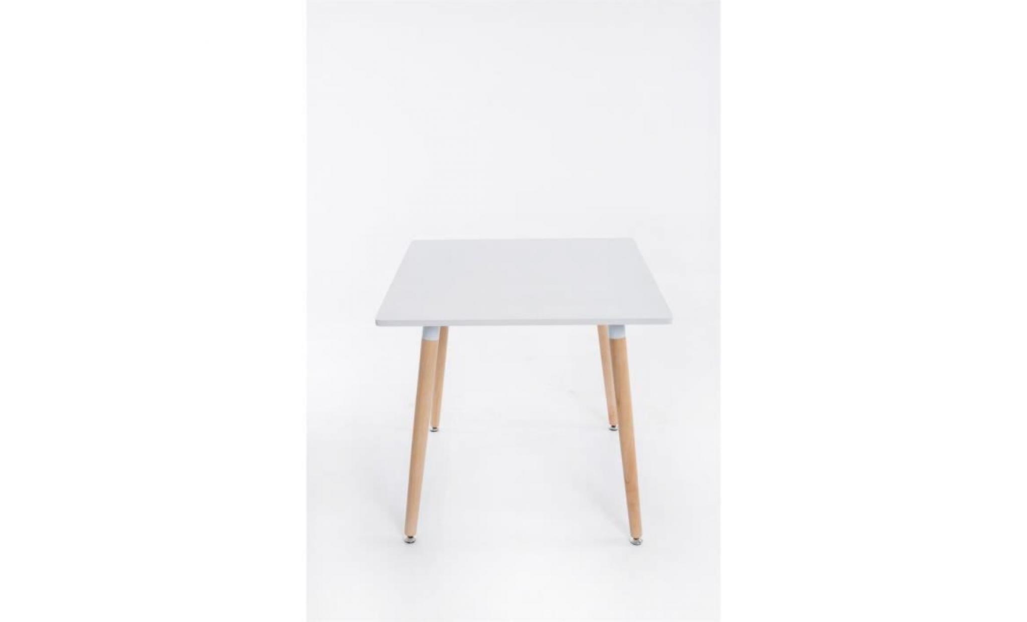 clp table à manger bente, carrée, 4 pieds en bois, 80 x 80 cm, design, avec protège sol pas cher