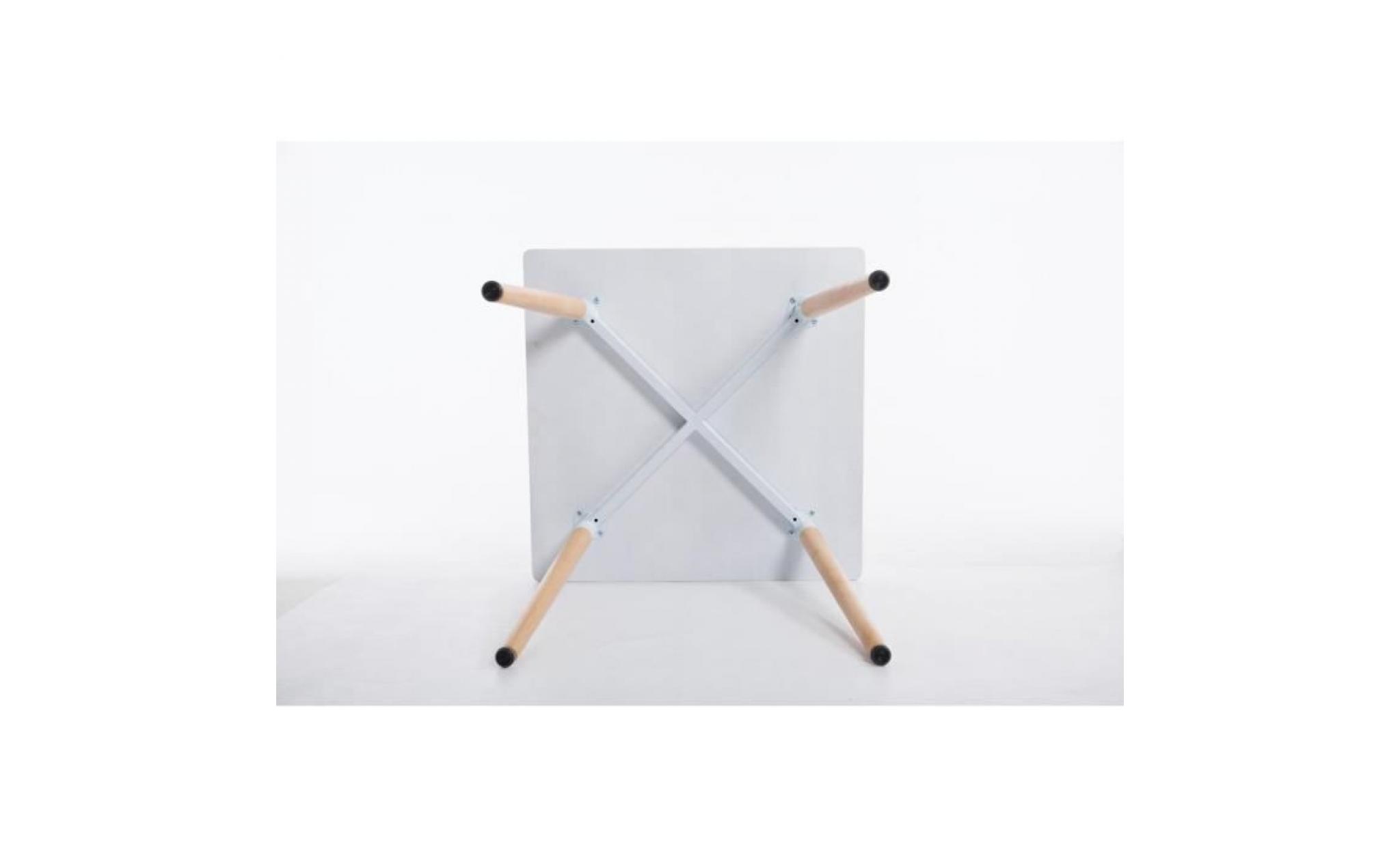 clp table à manger bente, carrée, 4 pieds en bois, 80 x 80 cm, design, avec protège sol pas cher