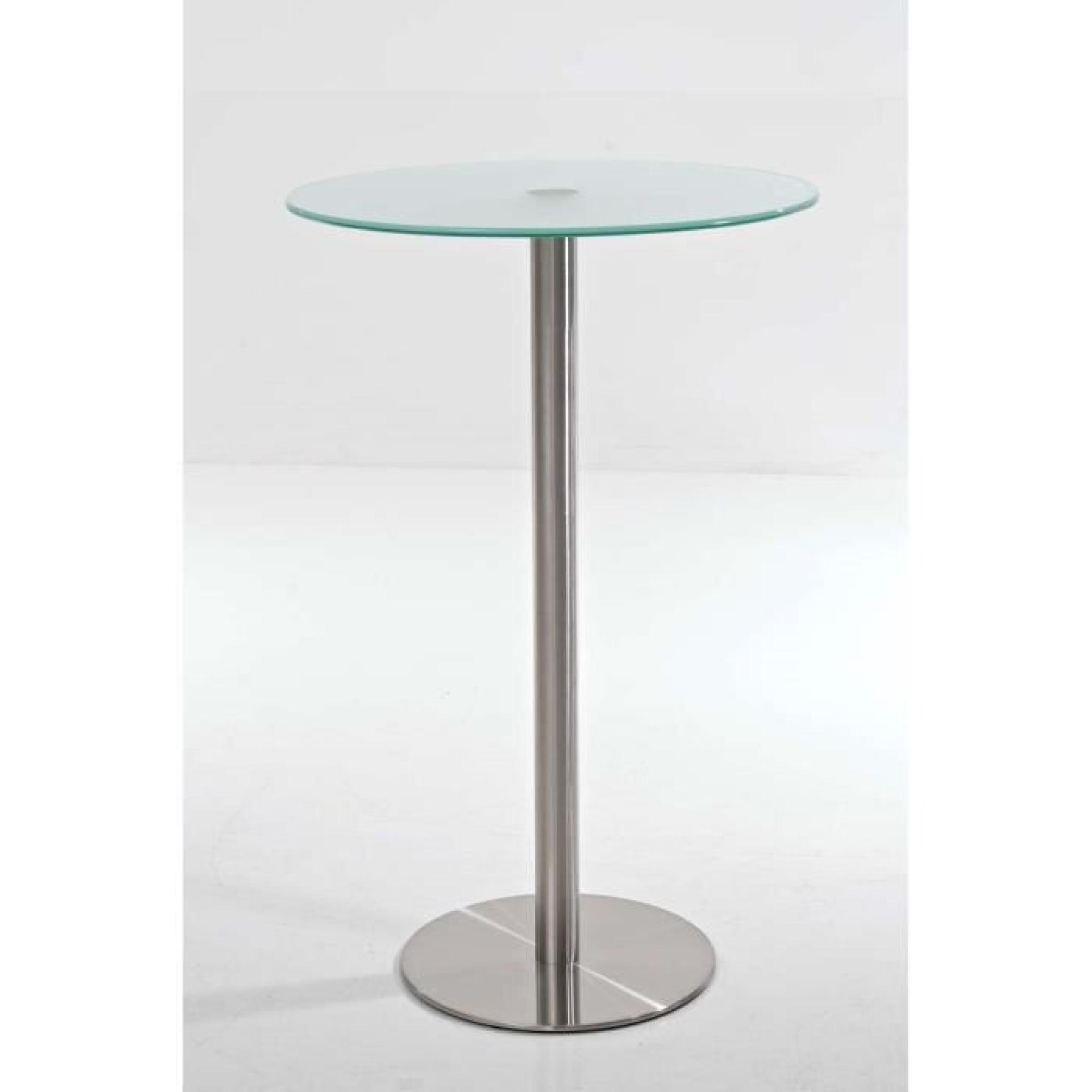 CLP Table haute massive BEN en acier 100% inoxydable avec plateau en verre, Ø 70 cm, hauteur 110 cm, très stable, idéale pour la ...