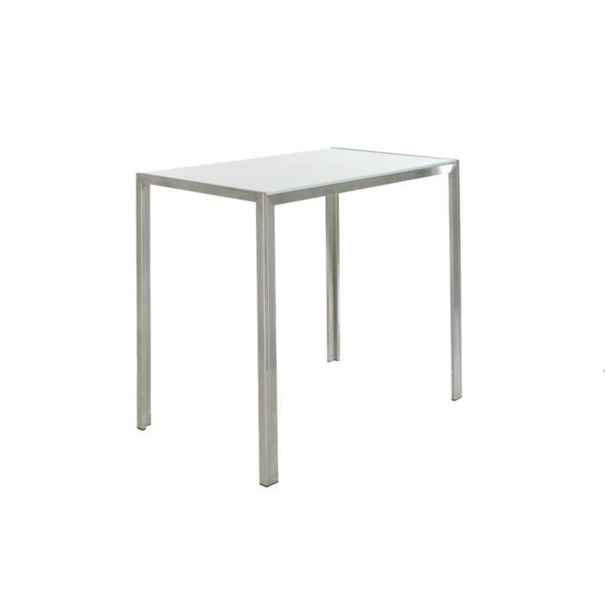 CLP Table haute massive SALVADOR, avec plateau en verre de 5 mm, acier 100% inoxydable, hauteur 110 cm, largeur 120 cm