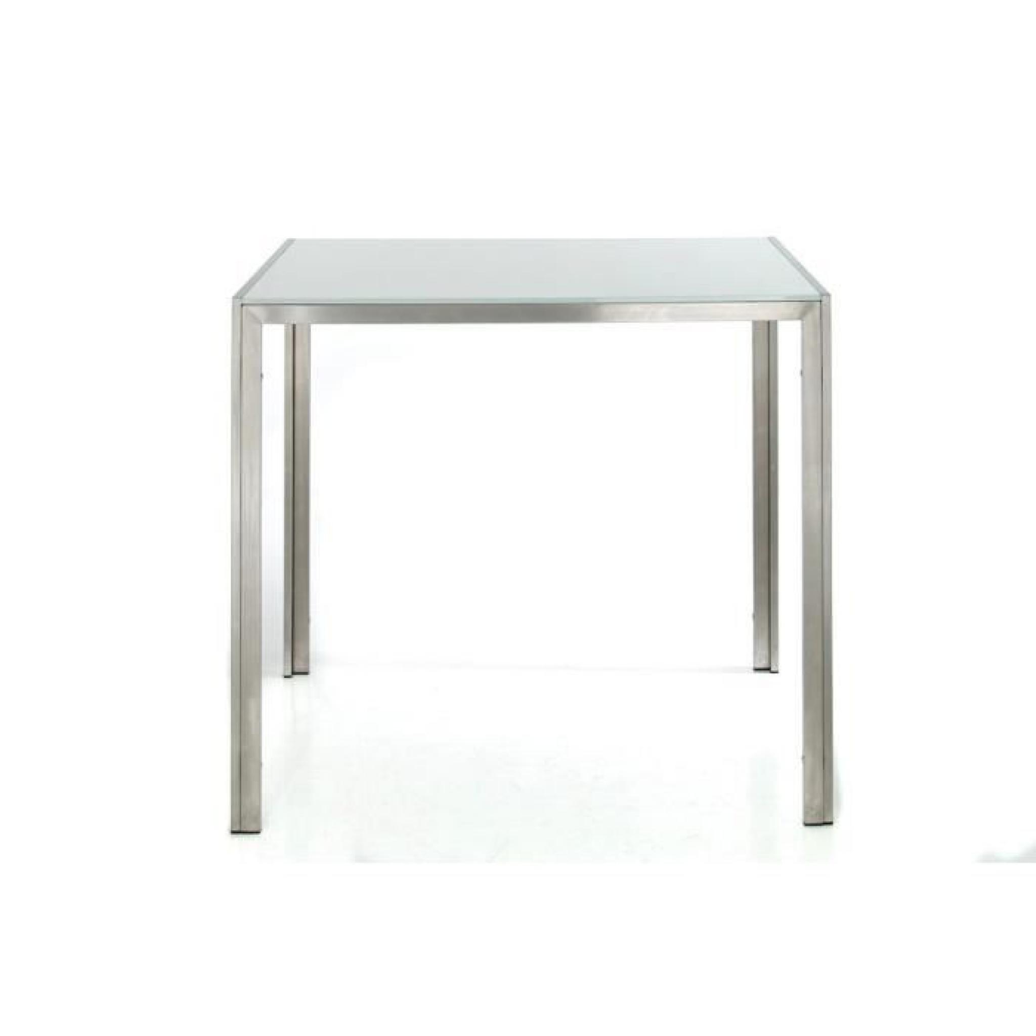 CLP Table haute massive SALVADOR, avec plateau en verre de 5 mm, acier 100% inoxydable, hauteur 110 cm, largeur 120 cm pas cher