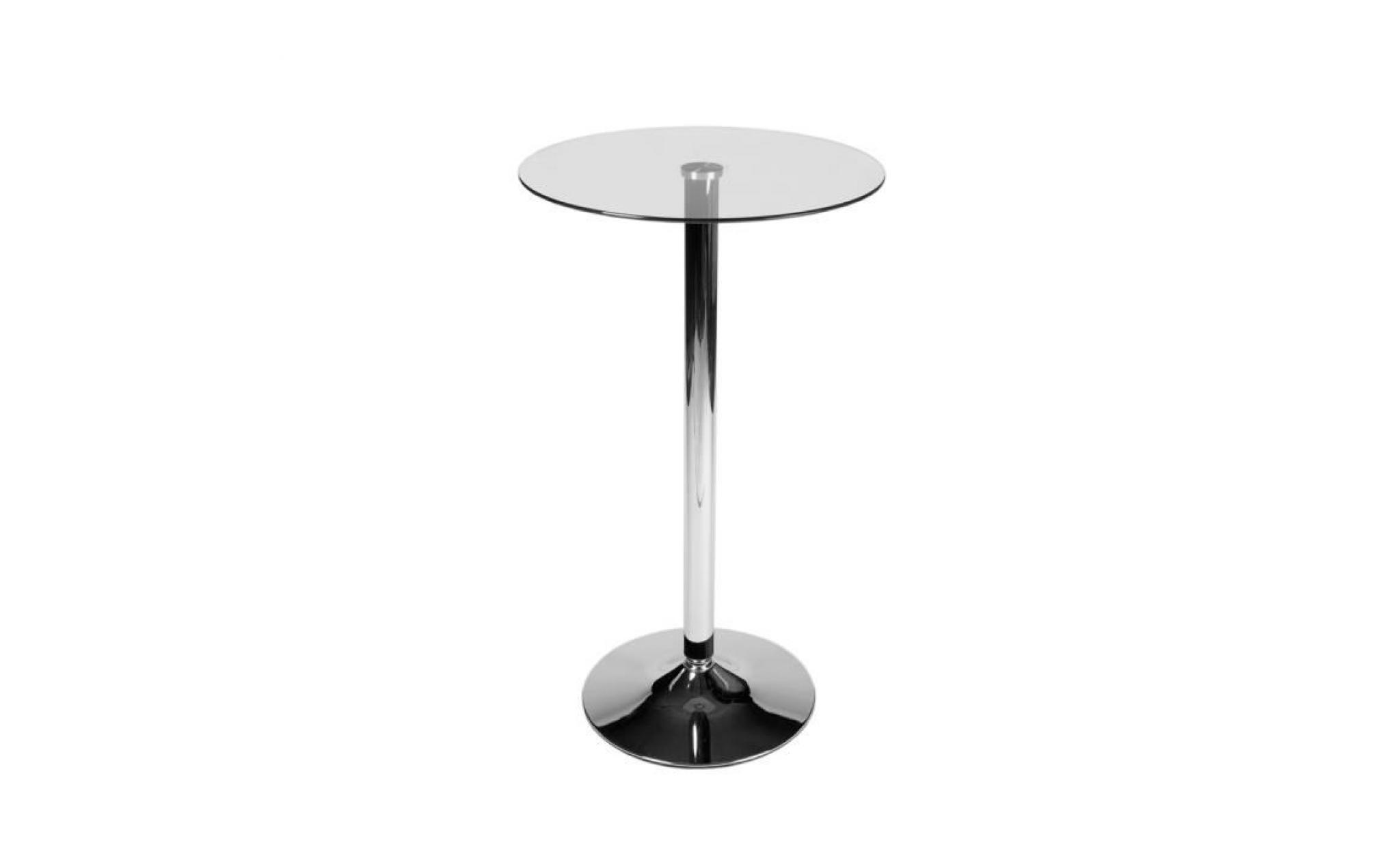 clp table haute ronde Ø 60 cm avec plateau en verre, pied en métal, hauteur 105 cm, très stable, idéale pour la gastronomie