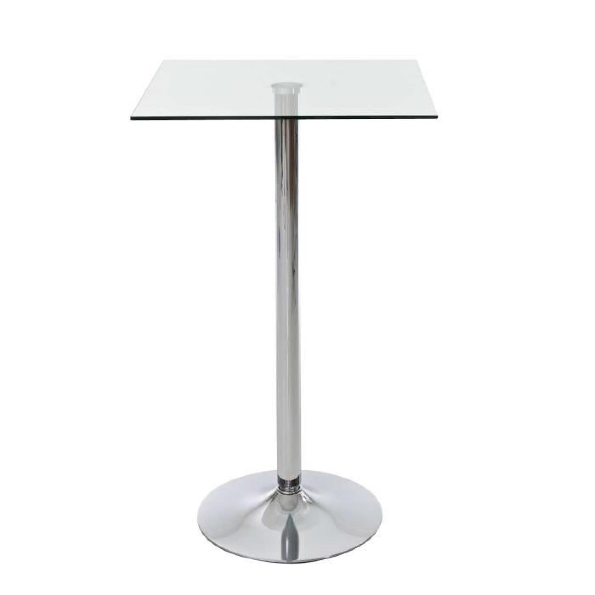 CLP Table haute très stable avec plateau en verre, 60 x 60 cm, hauteur 105 cm, idéale pour la gastronomie