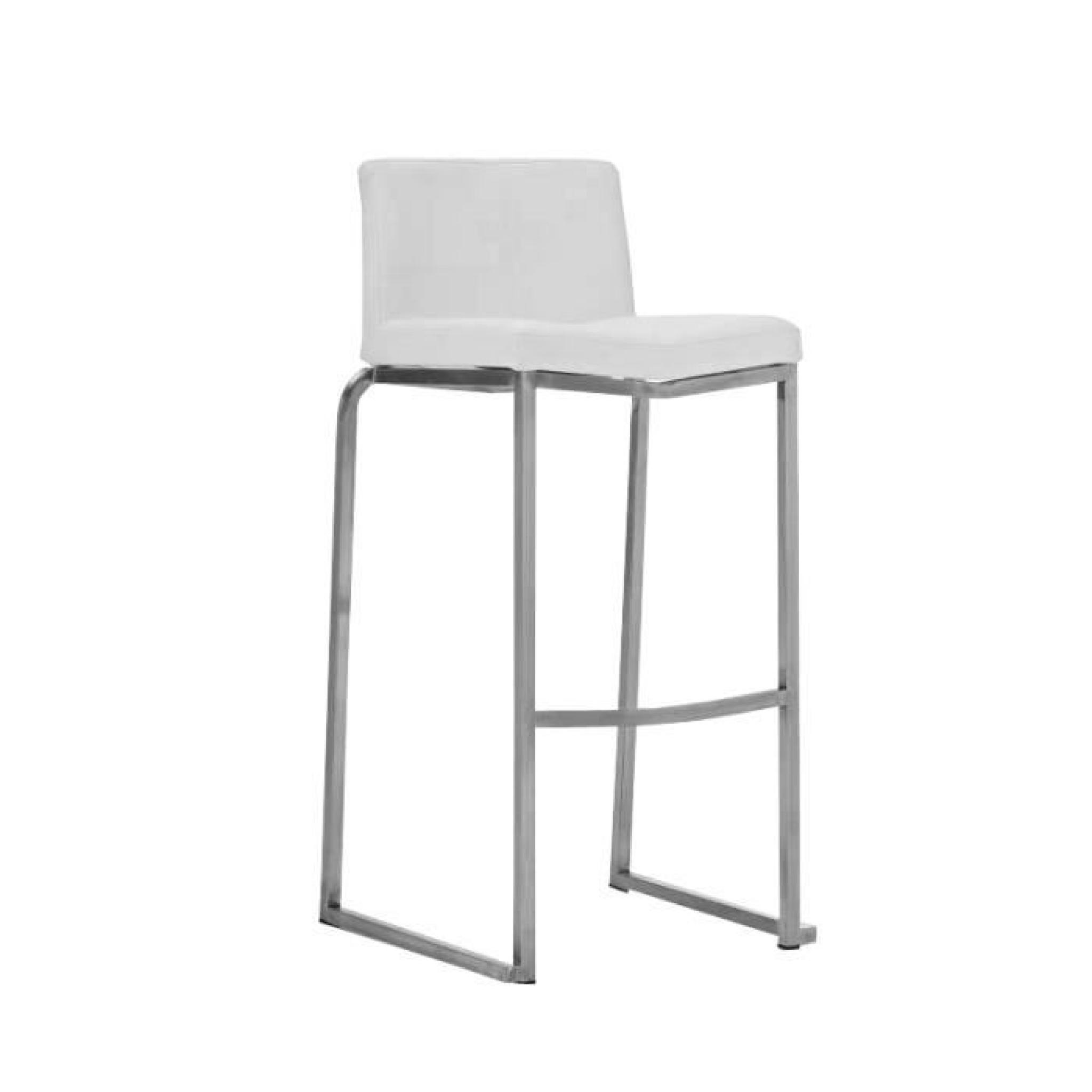 CLP Tabouret de bar en acier inoxydable KANSAS revêtu de cuir avec dossier, hauteur assise: 78 cm, Chaise design empilable (6 cou...