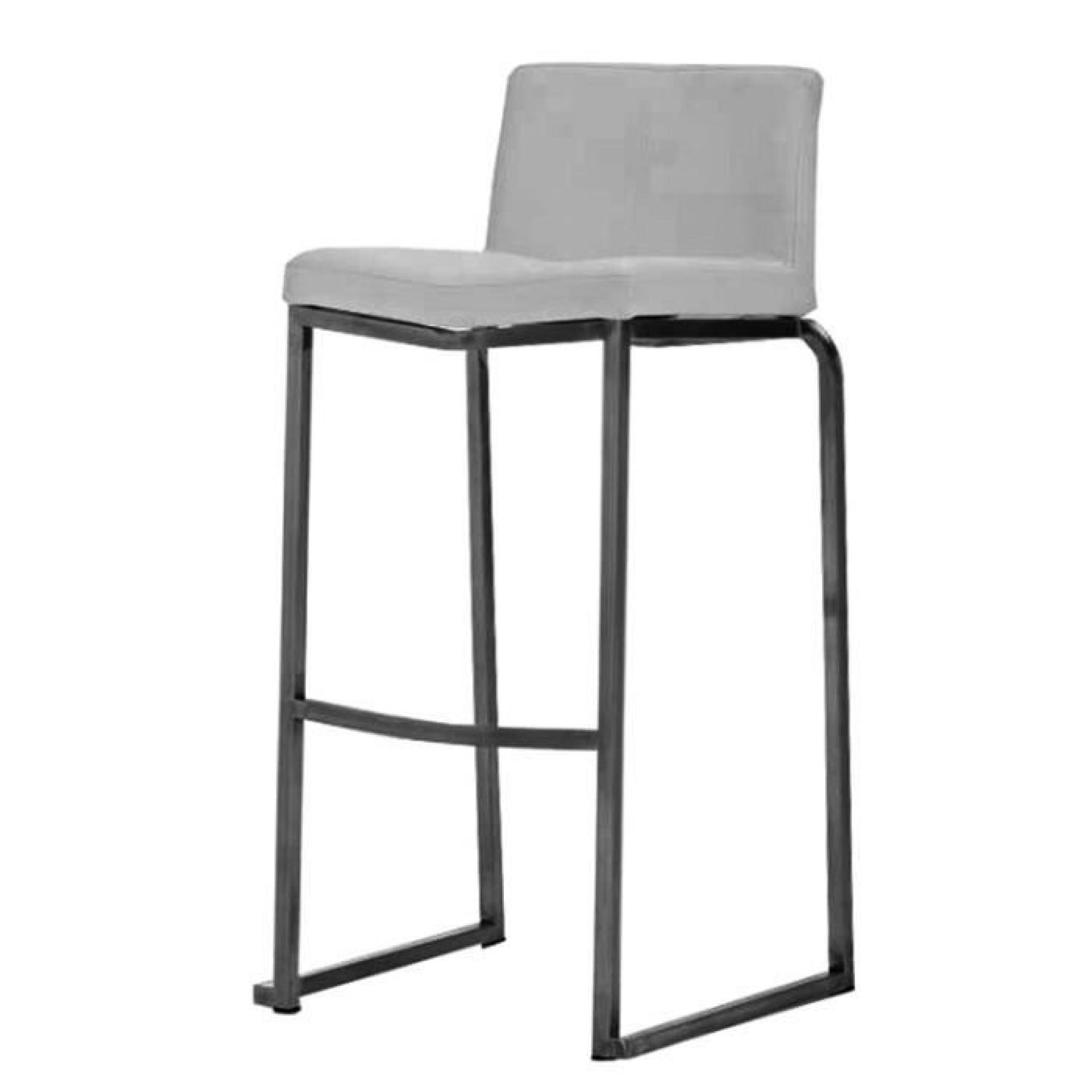 CLP Tabouret de bar en acier inoxydable KANSAS revêtu de cuir avec dossier, hauteur assise: 78 cm, Chaise design empilable (6 cou... pas cher