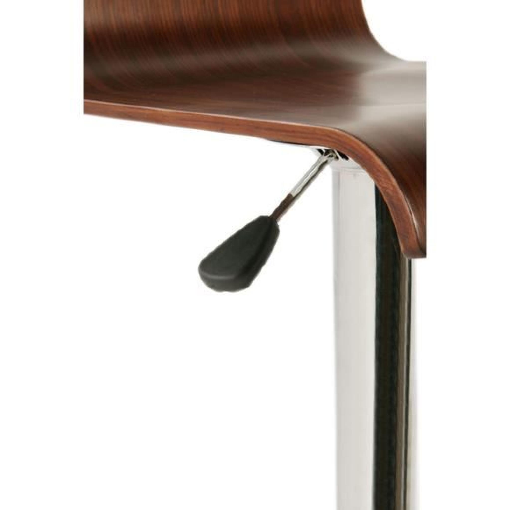 CLP Tabouret de bar WOOD, chrome brossé avec siège en bois, réglable en hauteur 69 - 91 cm, pivotant à 360°91 cm - marron CLP pas cher
