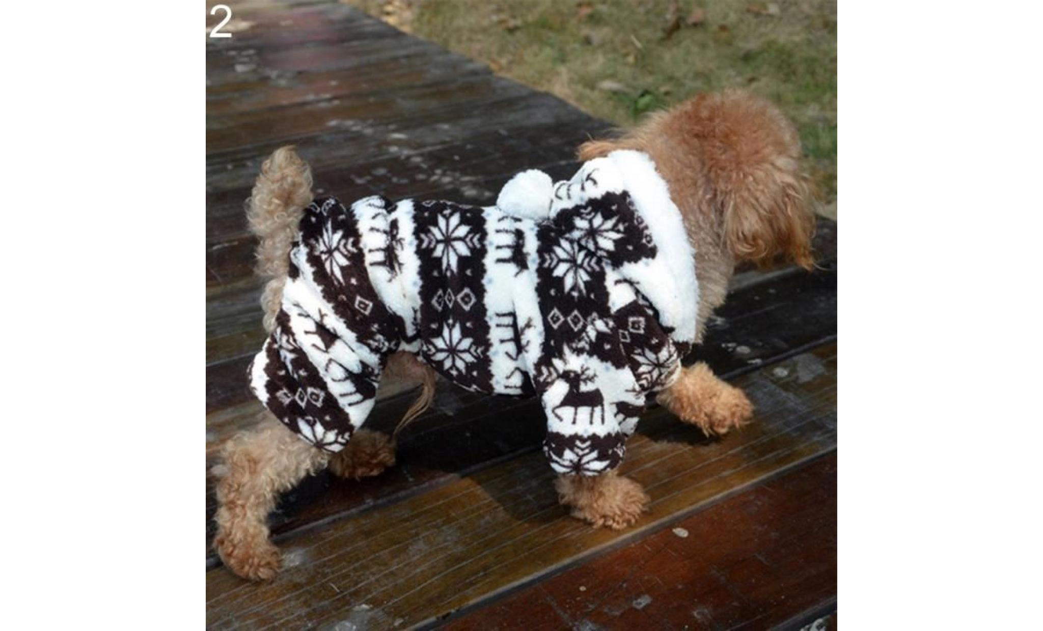 coeur léopard imprimé flocon de neige pyjama chiot à capuche combinaison chien vêtements chat café xxl (pls confirmer la taille)