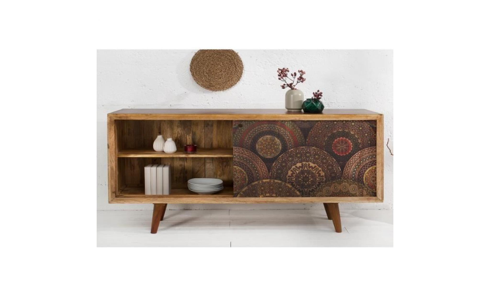 coffret buffet casa padrino designer meuble tv 160 x 45 x h.84   fait à la main en bois de manguier massif! pas cher