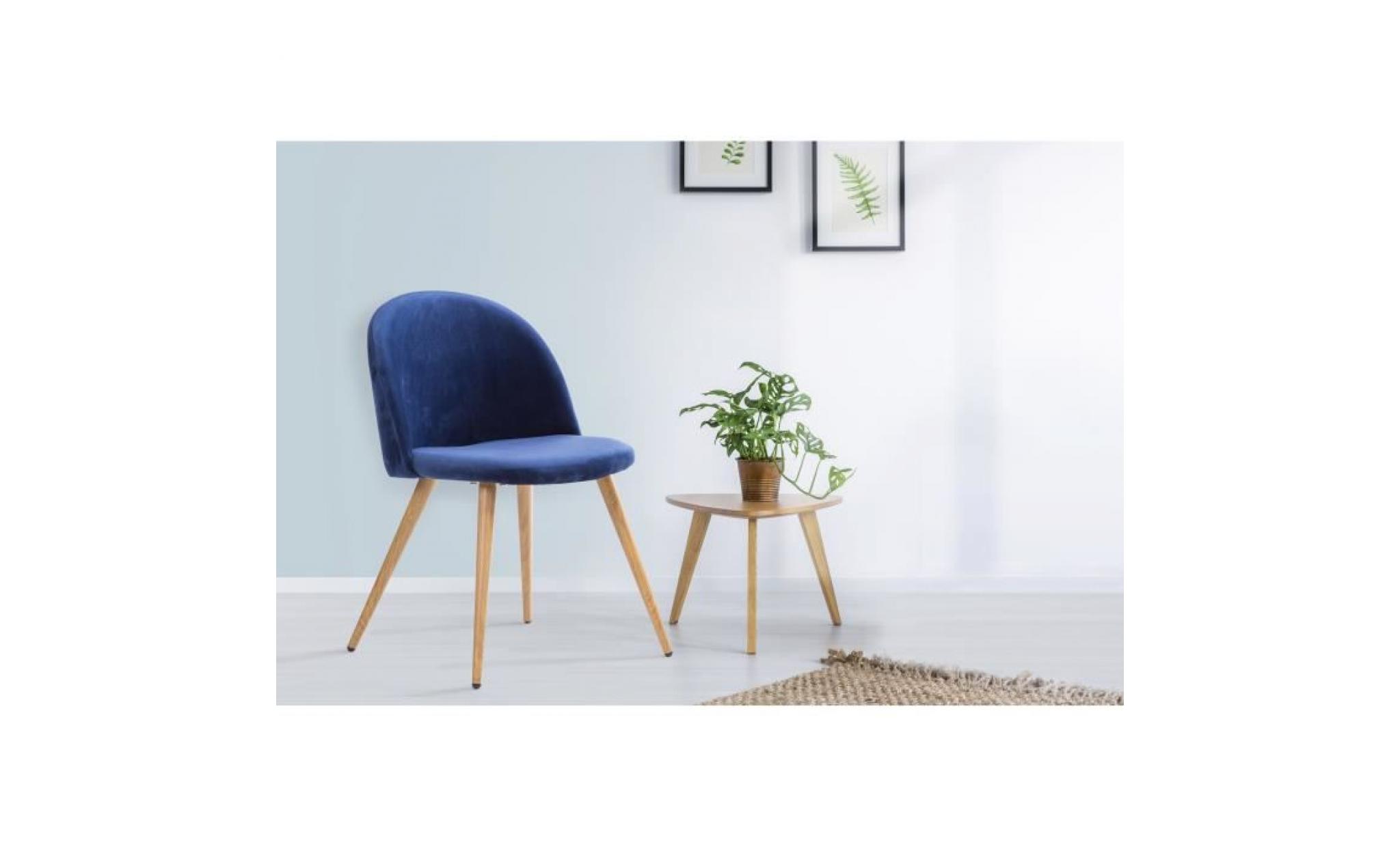 colette lot de 4 chaises de salle à manger   revêtement en velours bleu   scandinave   l 50 x p 50 cm pas cher