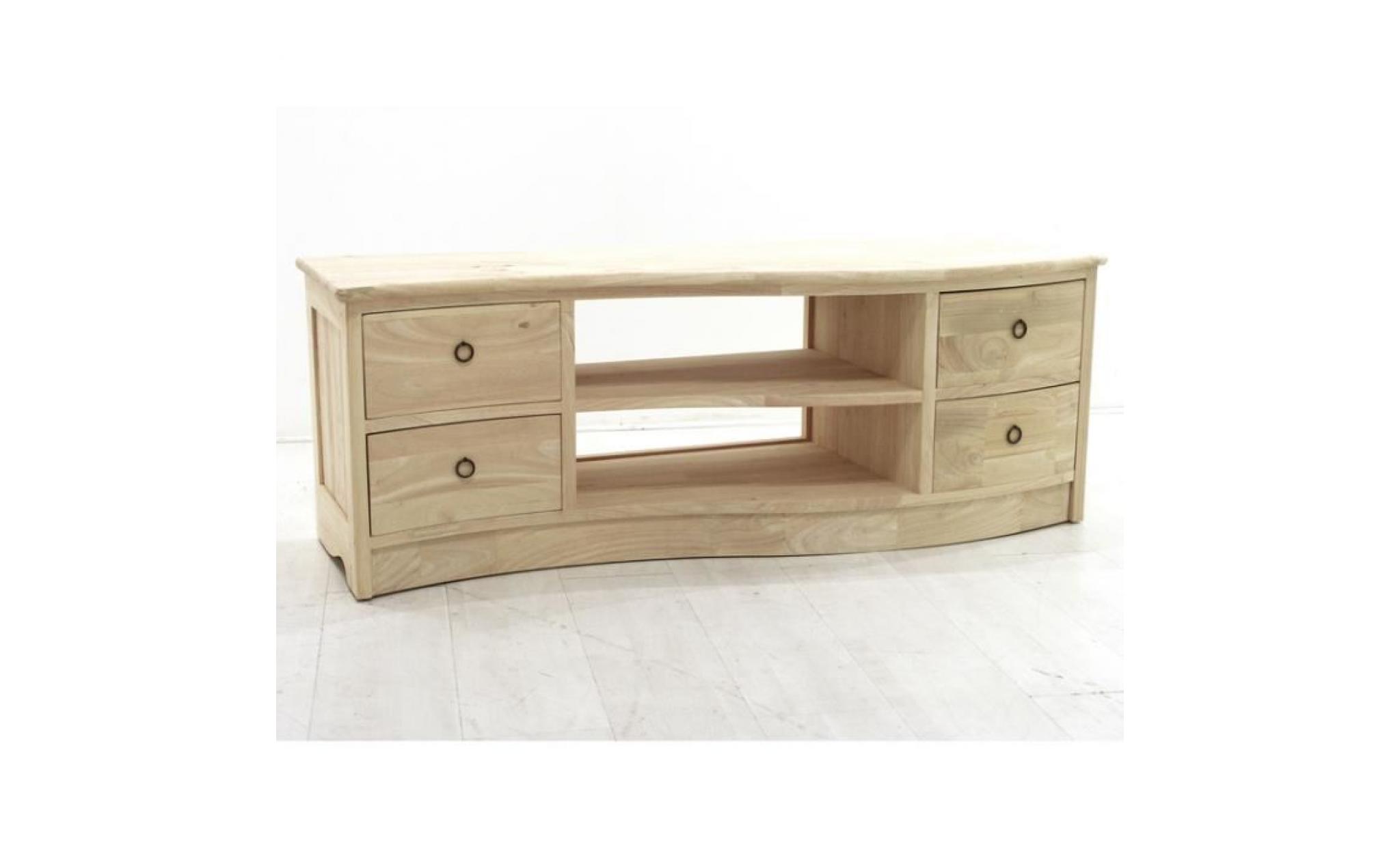 colonial   meuble tv 4 tiroirs (se combine avec md8524/8525/8526/8548) kubu      finition : bois brut   hévéa bois brut