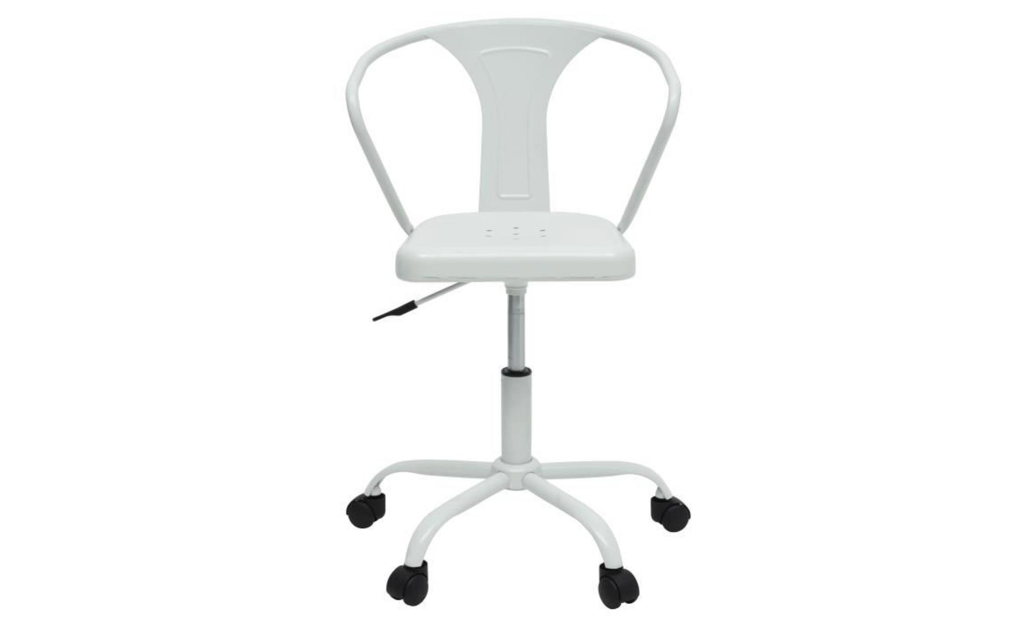 comete chaise de bureau   métal blanc mat   industriel   l 35,5 x p 37 cm