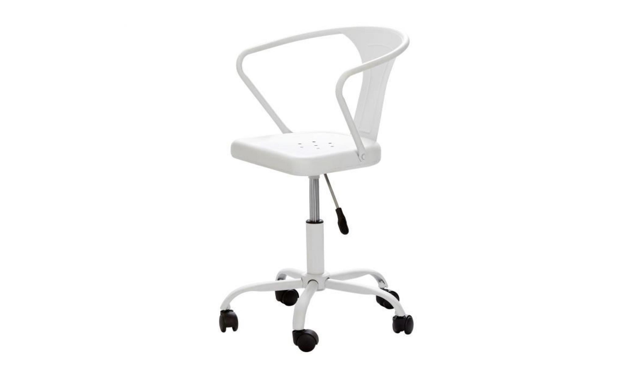 comete chaise de bureau   métal blanc mat   industriel   l 35,5 x p 37 cm pas cher