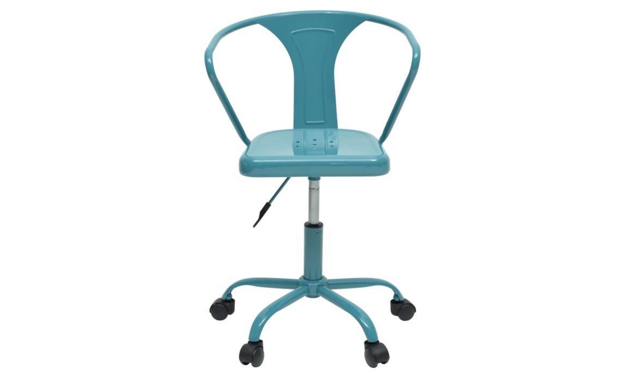comete chaise de bureau   métal bleu brillant  industriel   l 35,5 x p 37 cm