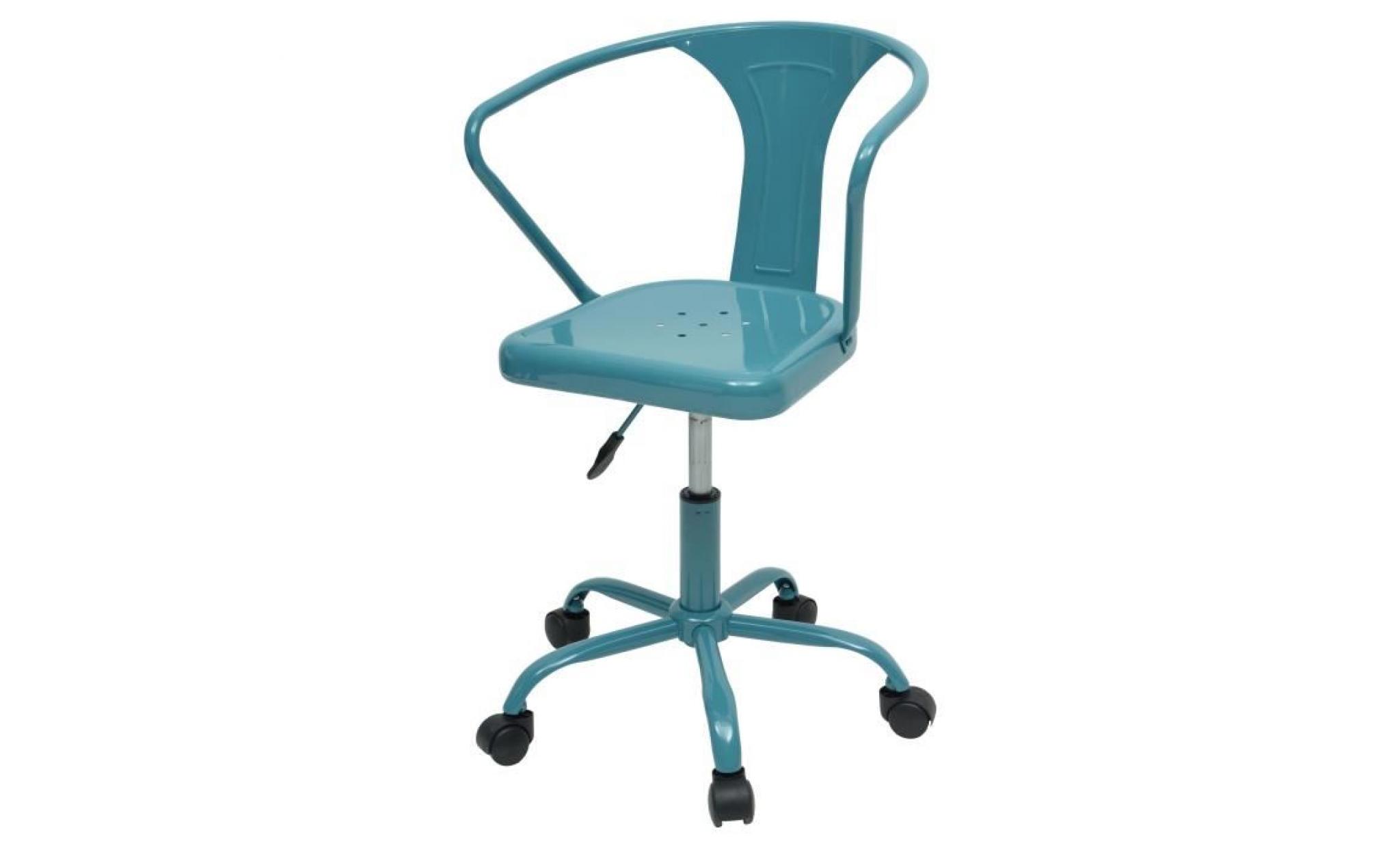 comete chaise de bureau   métal bleu brillant  industriel   l 35,5 x p 37 cm pas cher