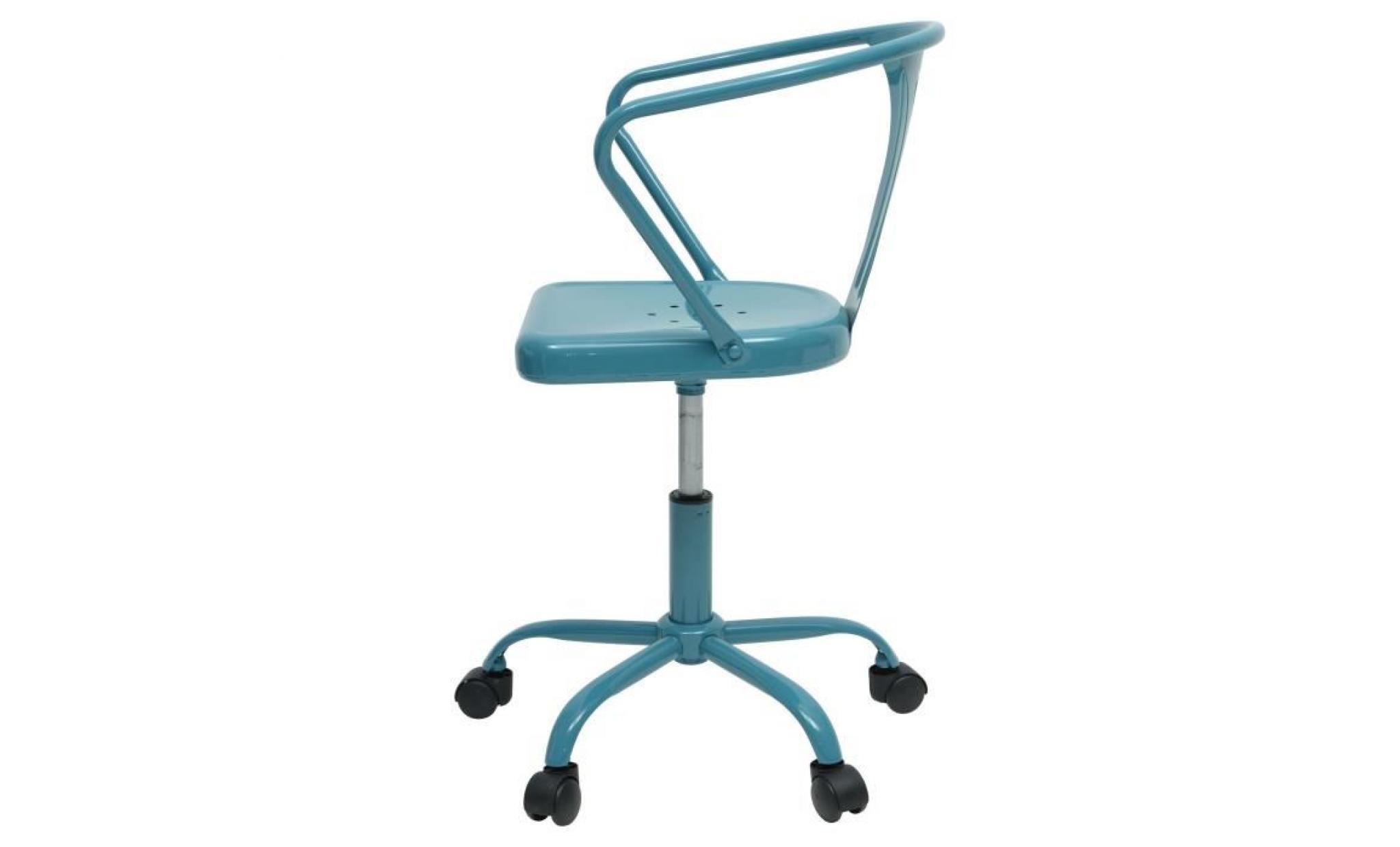 comete chaise de bureau   métal bleu brillant  industriel   l 35,5 x p 37 cm pas cher