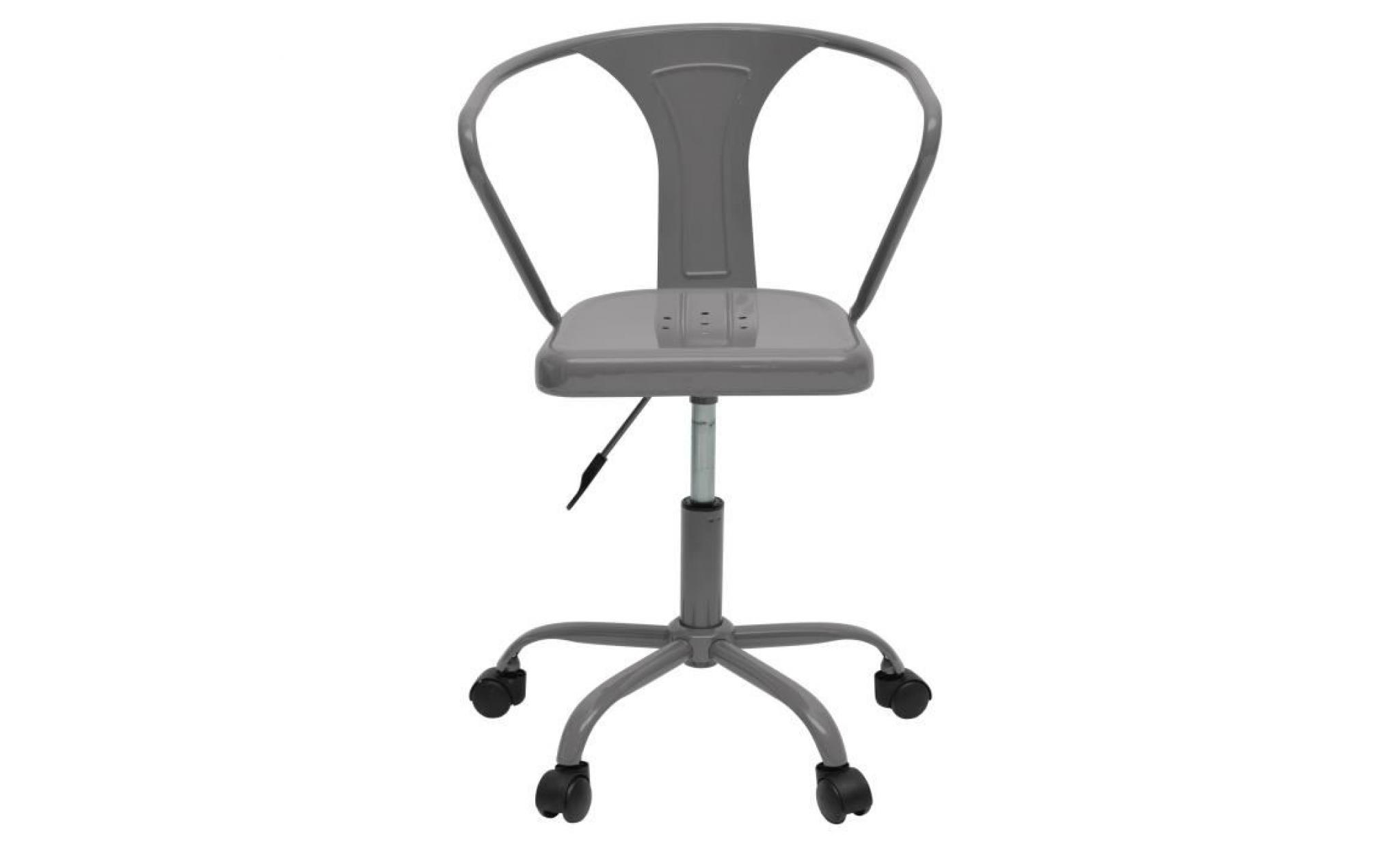comete chaise de bureau   métal gris anthracite brillant   industriel   l 35,5 x p 37 cm