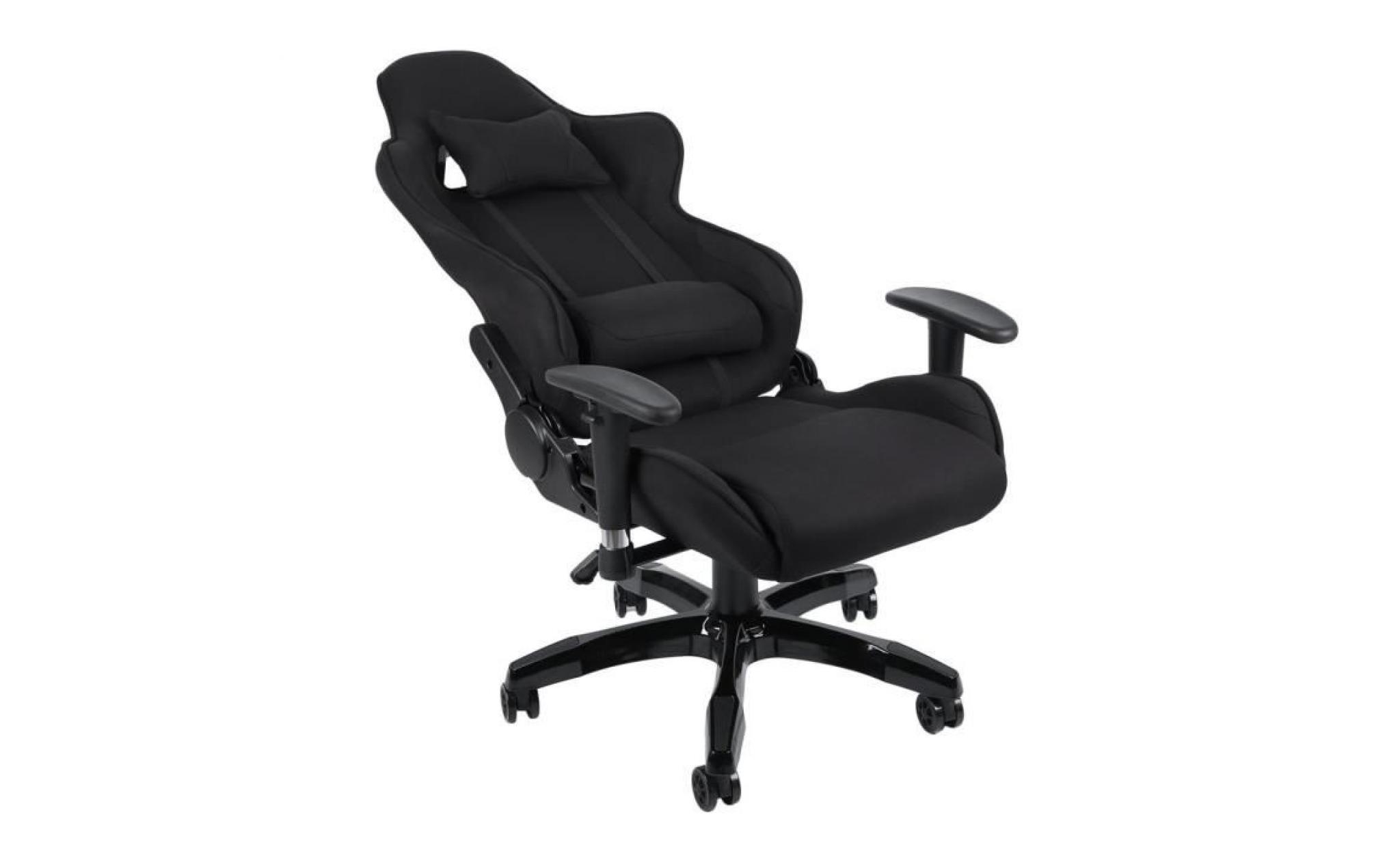 comfortable fauteuil gamer chaise de jeu chaise racing en tissu respirant ergonomique noir