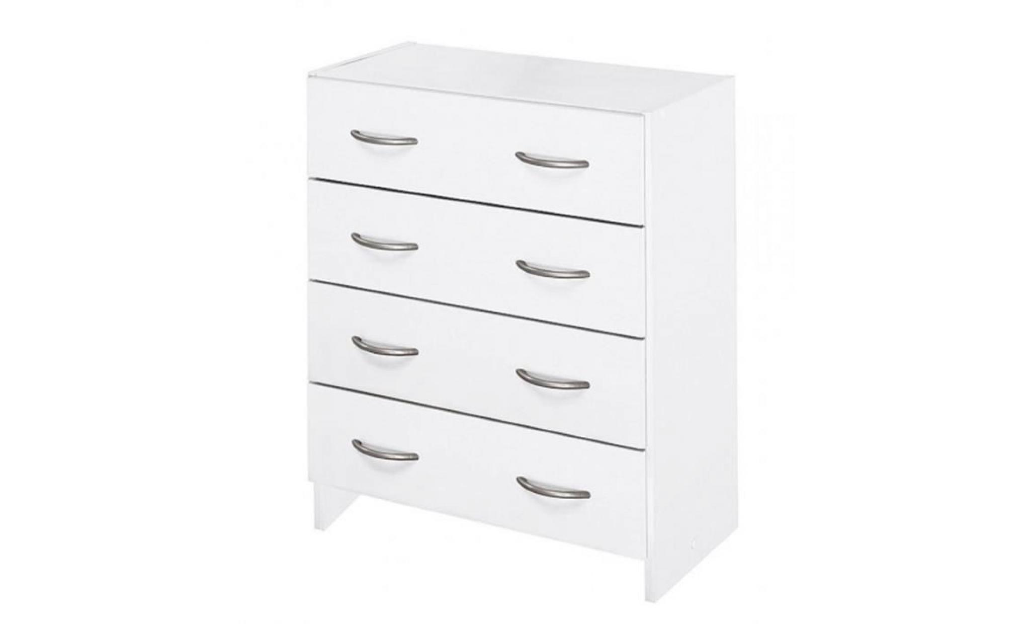 Commode 4 tiroirs en bois Blanc Perle, L60,7 x P30,9 x H70,3 cm